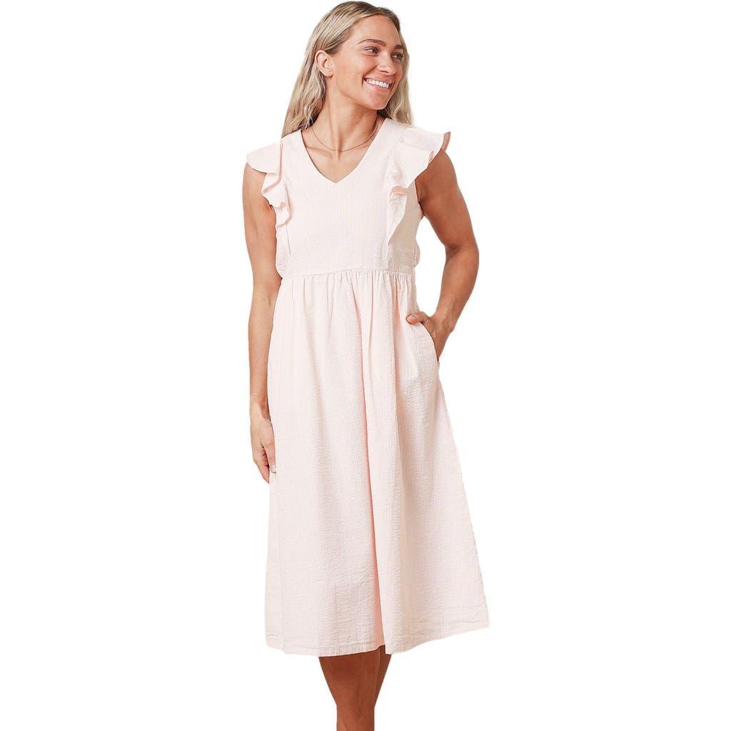 Hope & Henry Women's Organic Seersucker Flutter Dress in Light Pink Seersucker at Nordstrom, Size 8 Product Image