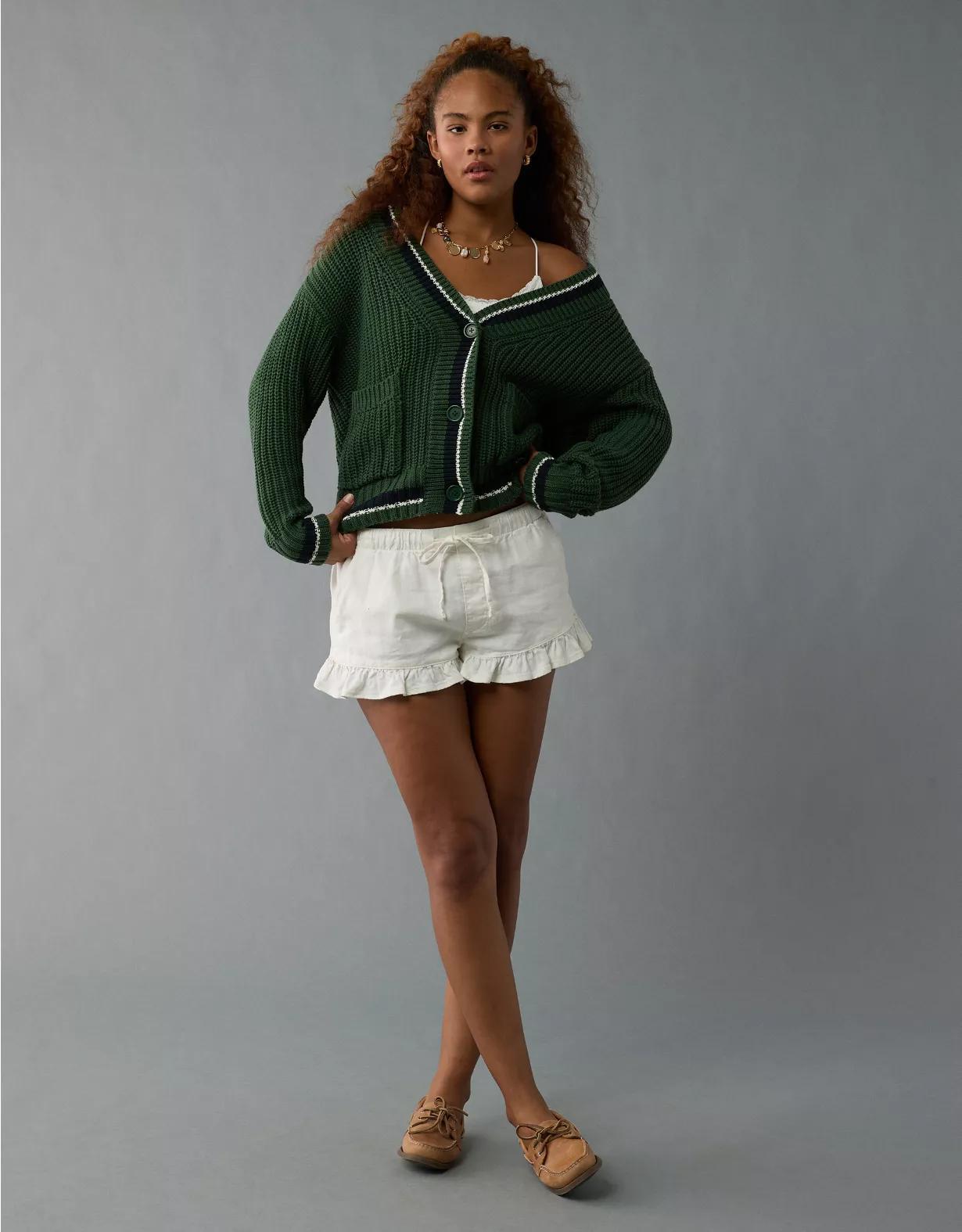 AE Tipped Button-Up Cardigan Product Image