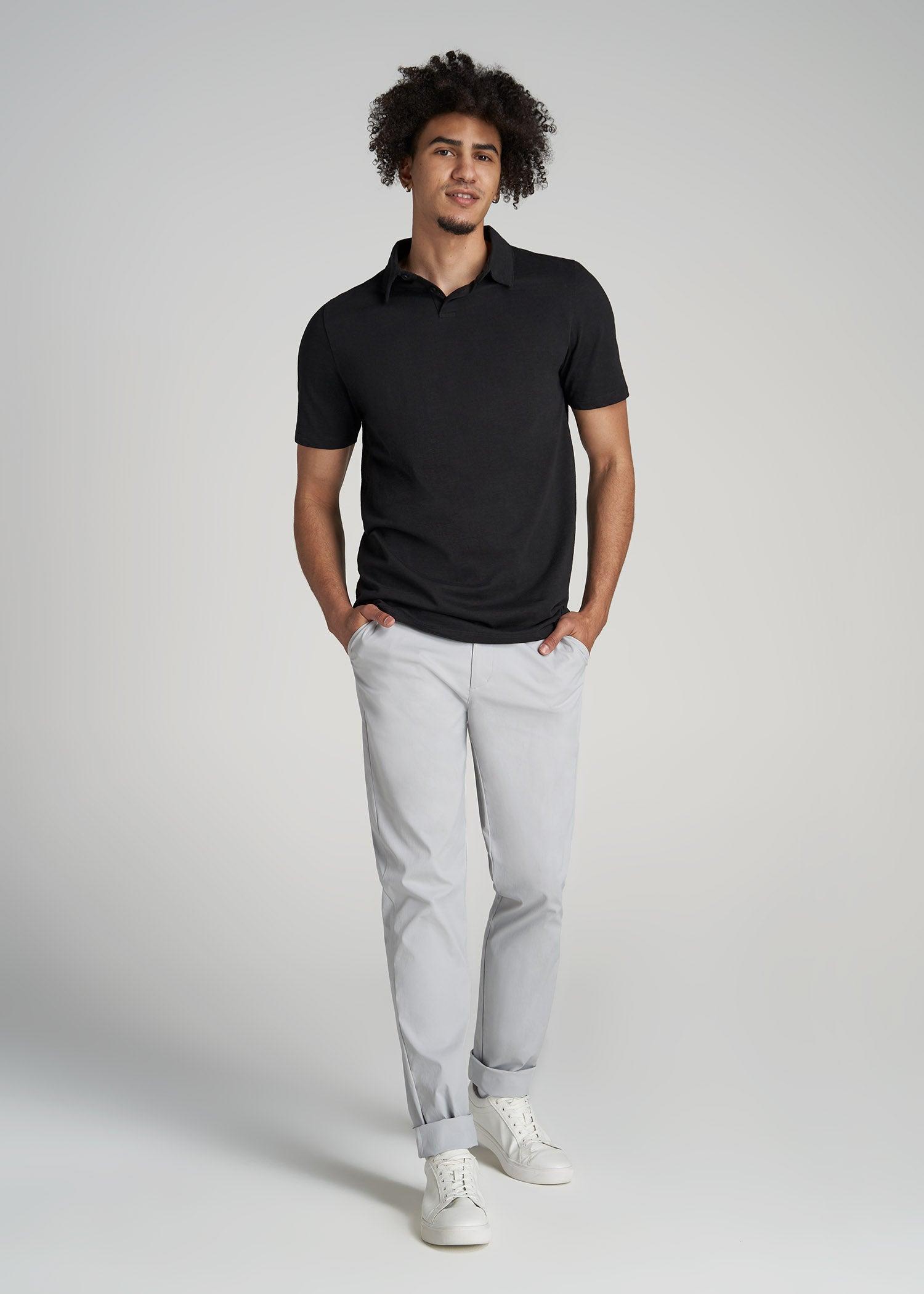 Slub Self Collar Tall Polo Shirt in Navy Product Image