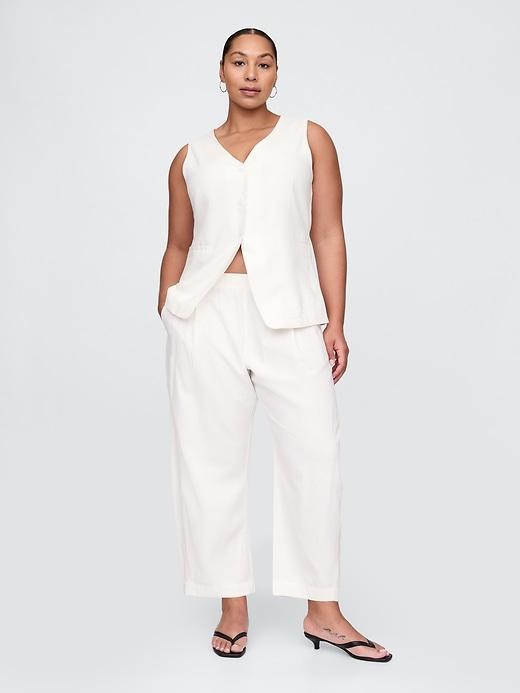 Mid Rise Linen-Blend Easy Barrel Pants Product Image