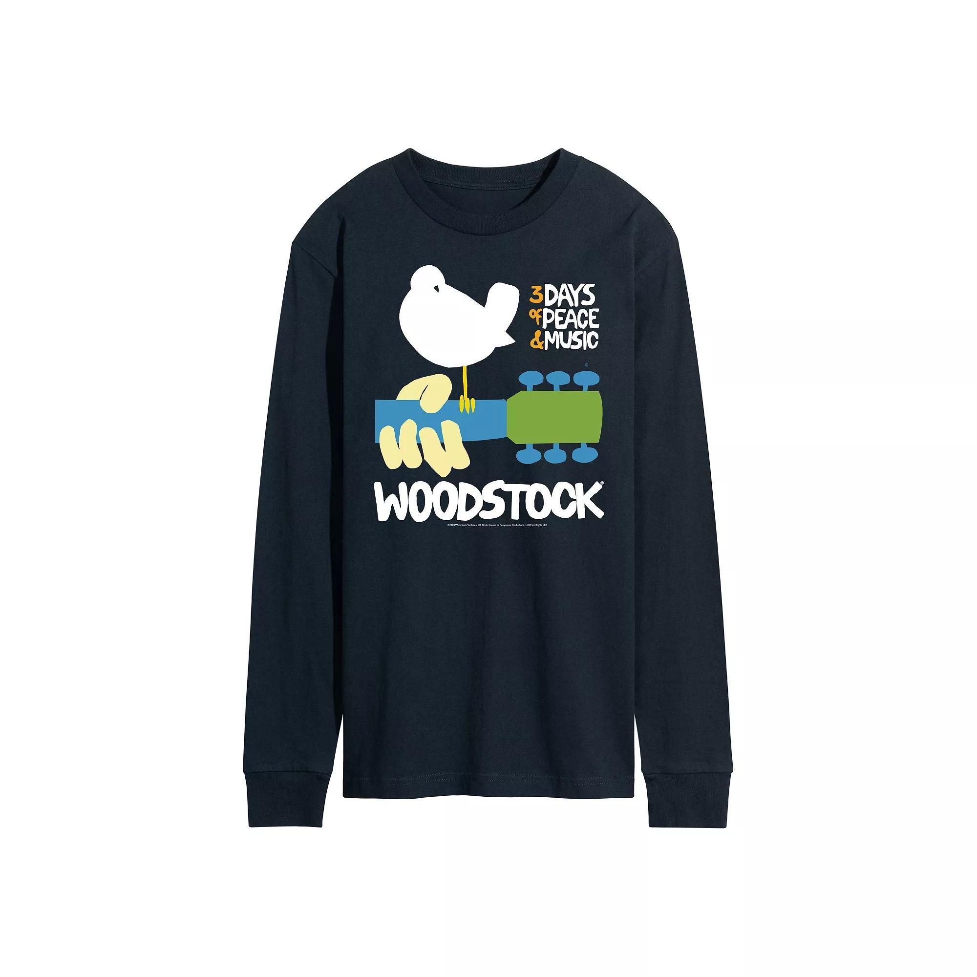 Men's Woodstock Poster Long Sleeve Graphic Tee, Size: Large, Blue Product Image