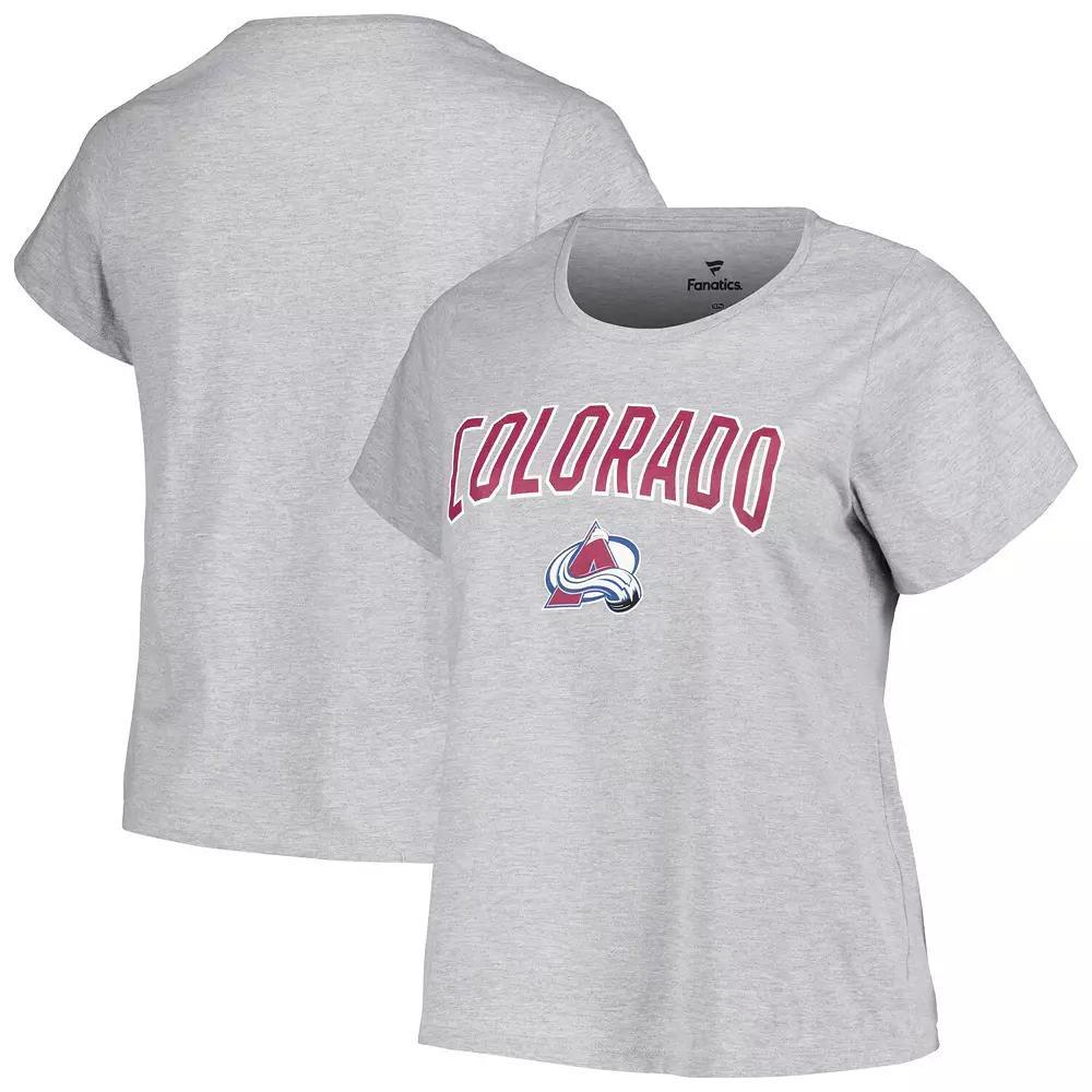 Women's Profile Heather Gray Colorado Avalanche Plus Size Arch Over Logo T-Shirt, Size: 4XL, Grey Product Image