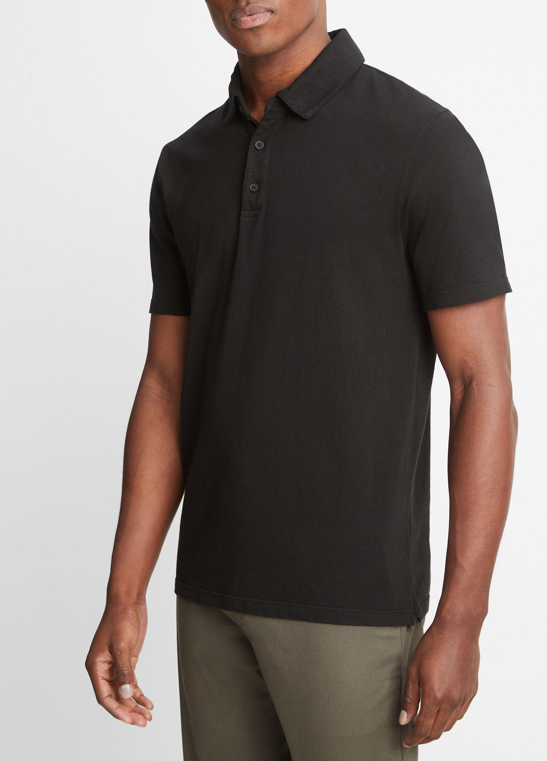 Mens Garment Dye Cotton Polo Shirt, Optic White, Size S Vince Product Image