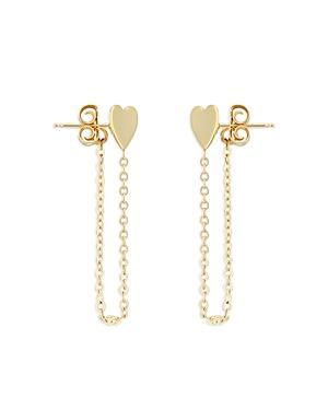Moon & Meadow 14K Yellow Gold Heart Chain Drop Earrings Product Image