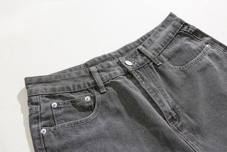 RT No. 5571 GRAY MANDARIN COLLAR DENIM JK & WIDE STRAIGHT JEANS Product Image