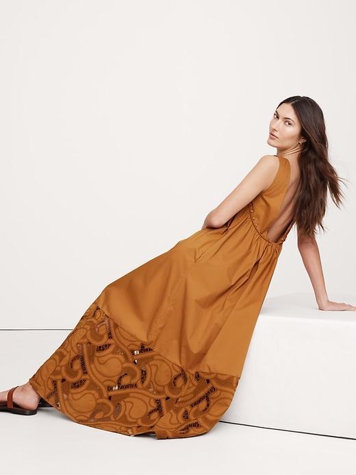 Embroidered Cotton Poplin Maxi Dress Product Image