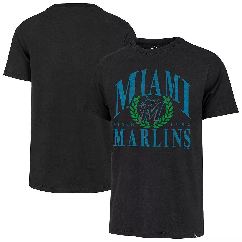 Men's '47 Black Miami Marlins Pitchout Franklin T-Shirt, Size: Small Product Image