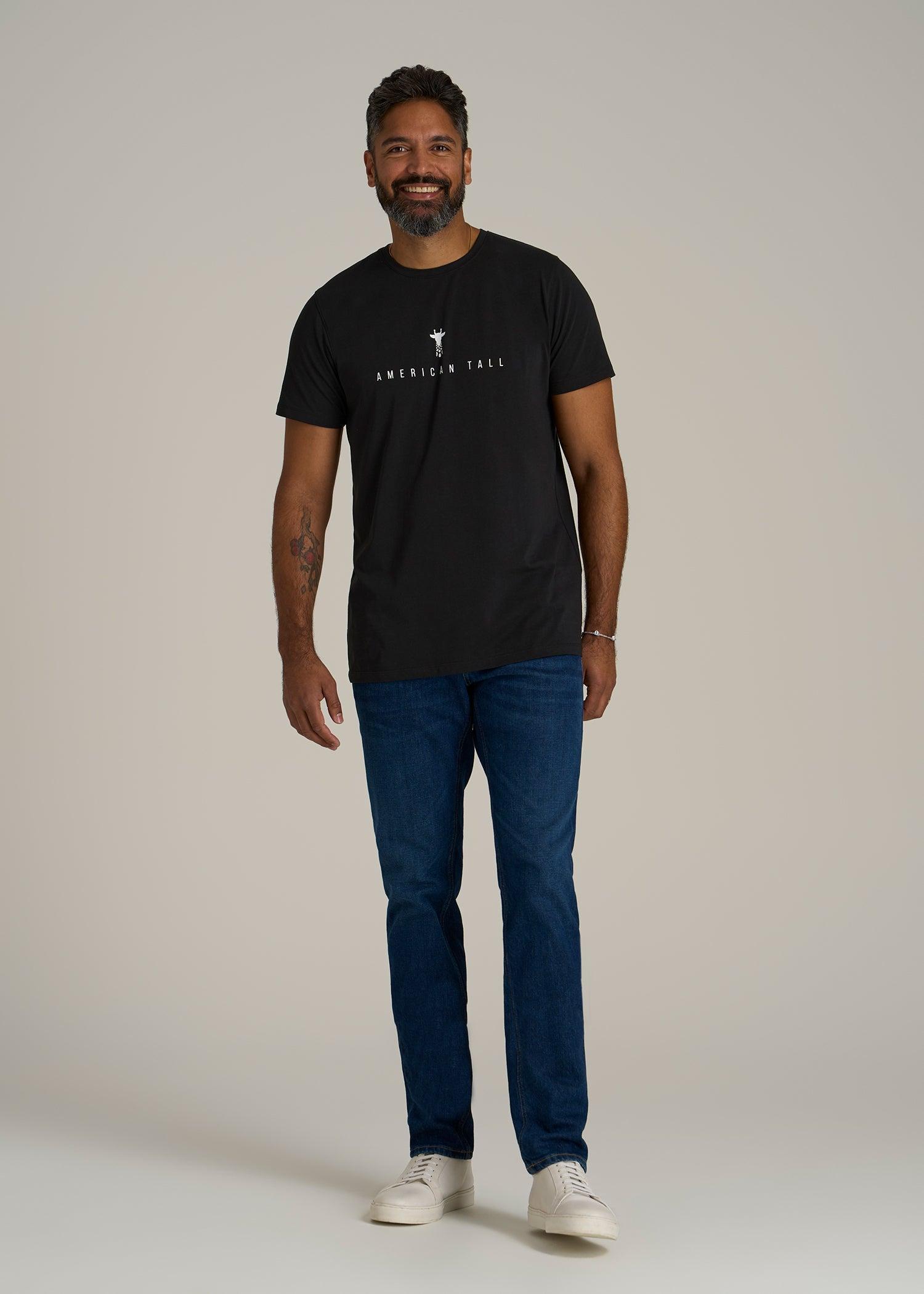 Logo Tee for Tall Men in Black Product Image