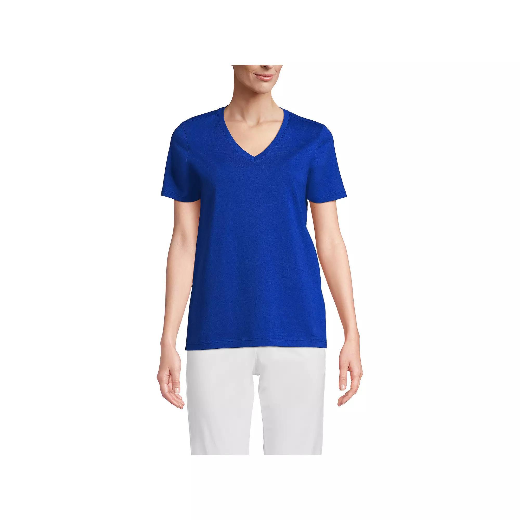 Women's Lands' End Relaxed-Fit Supima Cotton V-Neck Tee, Size: Small Tall, Blue Blossoms Product Image