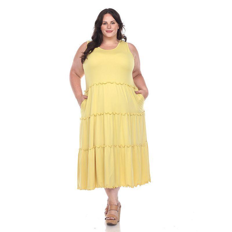 White Mark Plus Size Scoop Neck Tiered Midi Dress Product Image
