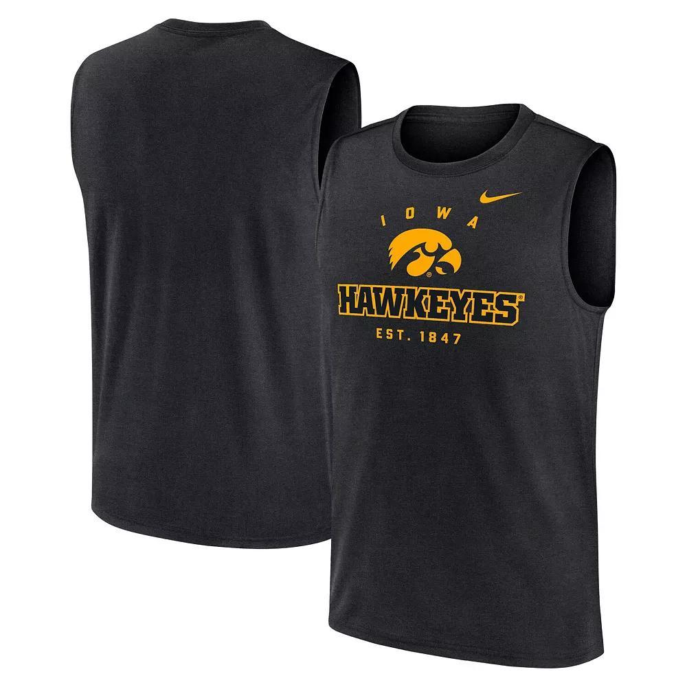 Men's Nike Black Iowa Hawkeyes Primetime Legend Lock Up Performance Muscle Tank Top, Size: Large Product Image