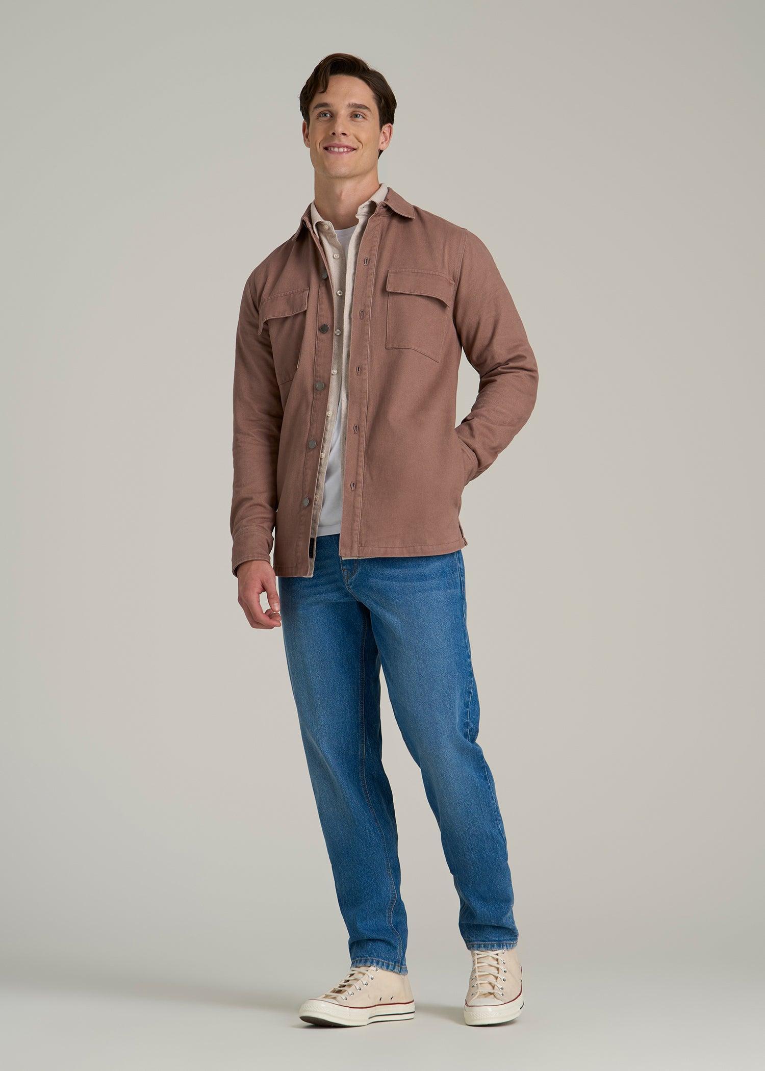 Casual Twill Shirt Jacket for Tall Men in Nutmeg Product Image