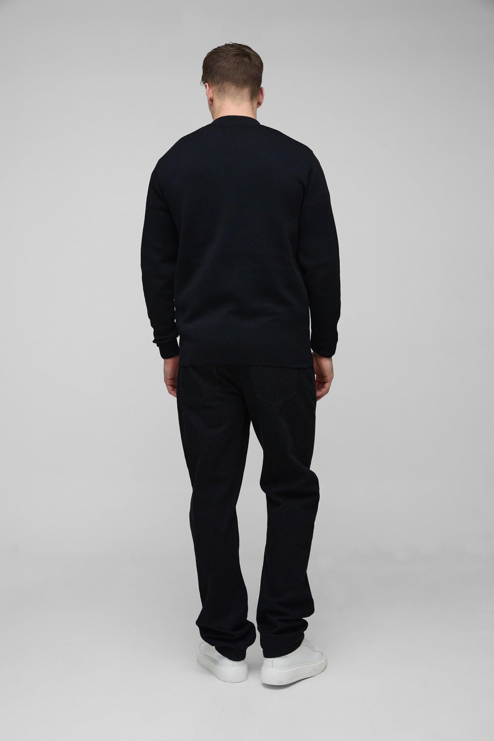 Tall Smart Knitted Bomber | boohooMAN USA Product Image