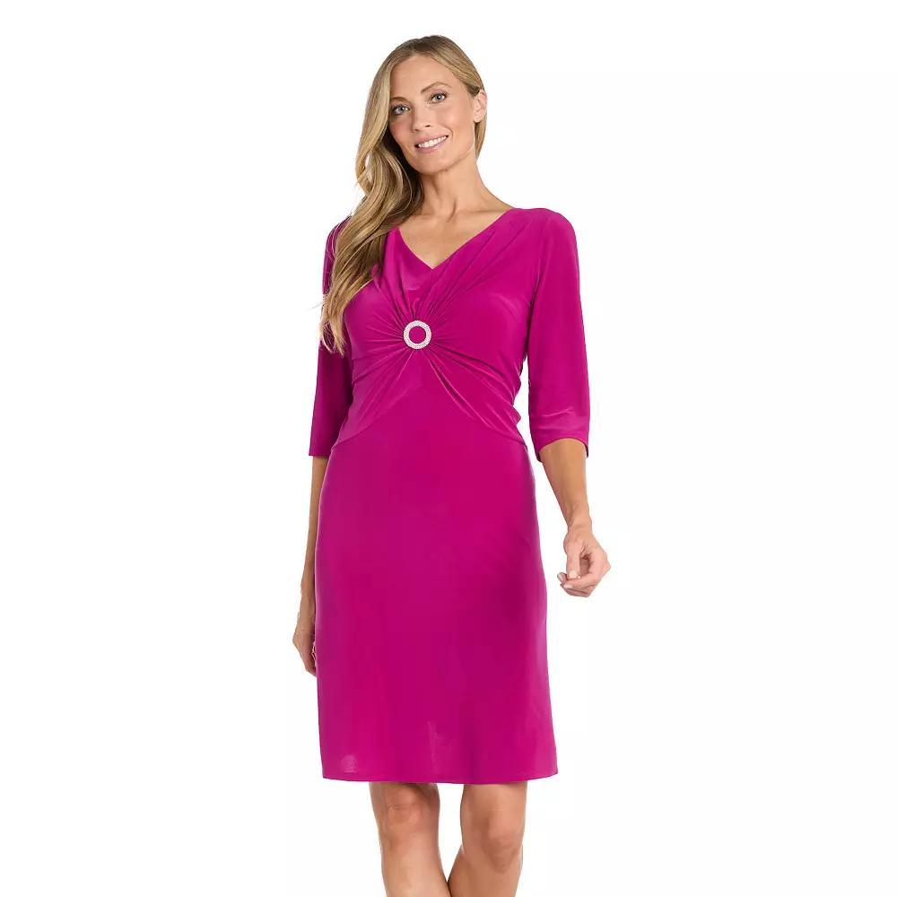 Women's R&M Richards Ruched Fit & Flare Jersey Dress, Size: 8, Pink Product Image
