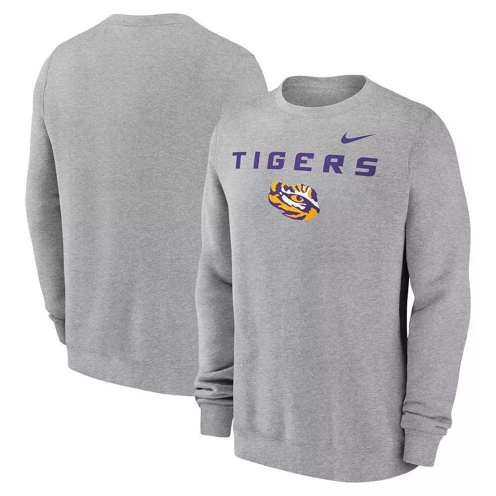 Mens Nike Heather Gray LSU Tigers Primetime Primary Stack Pullover Sweatshirt Product Image