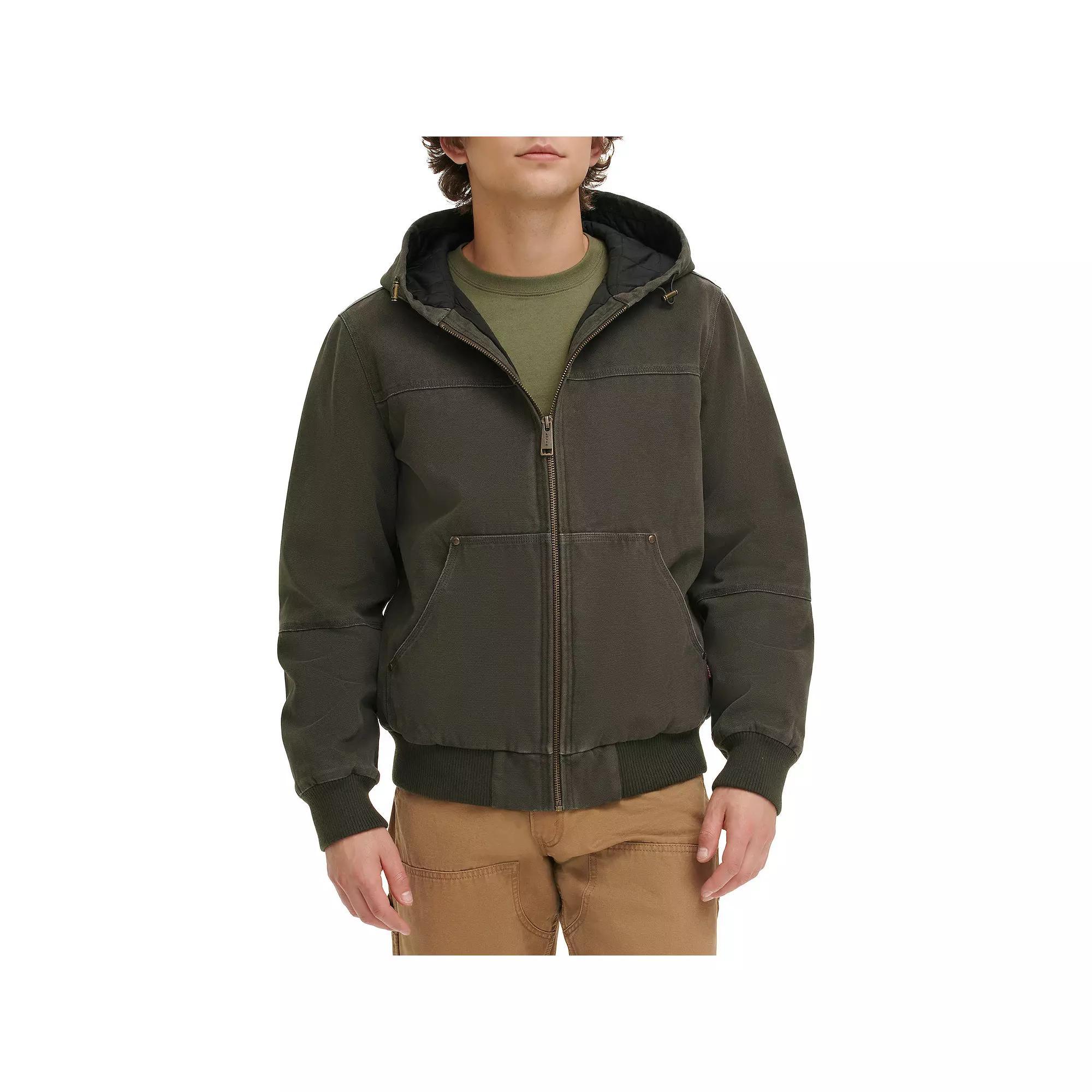 Mens Levis Cotton Hooded Workwear Bomber Jacket Green Product Image