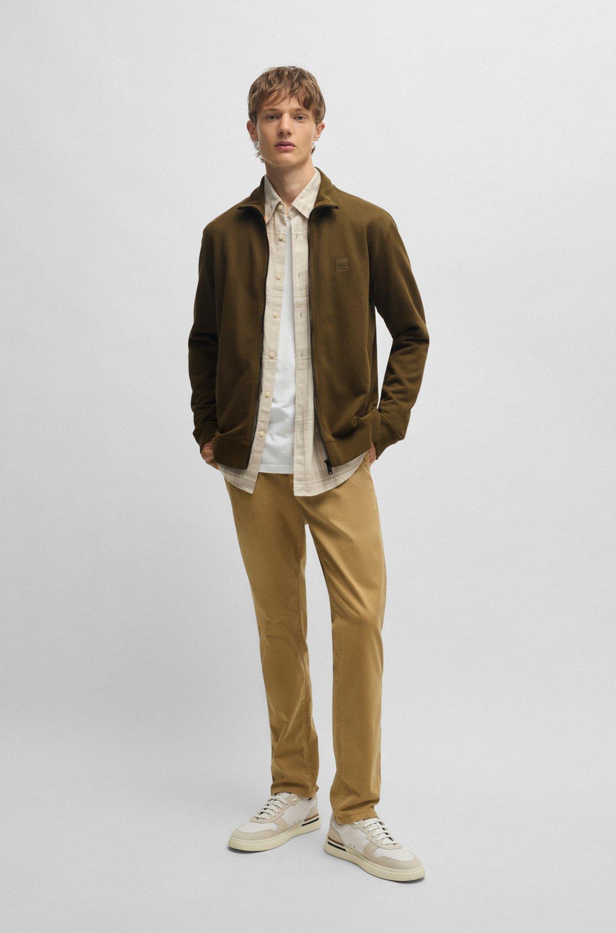 Zip-up jacket in cotton terry with logo badge Product Image