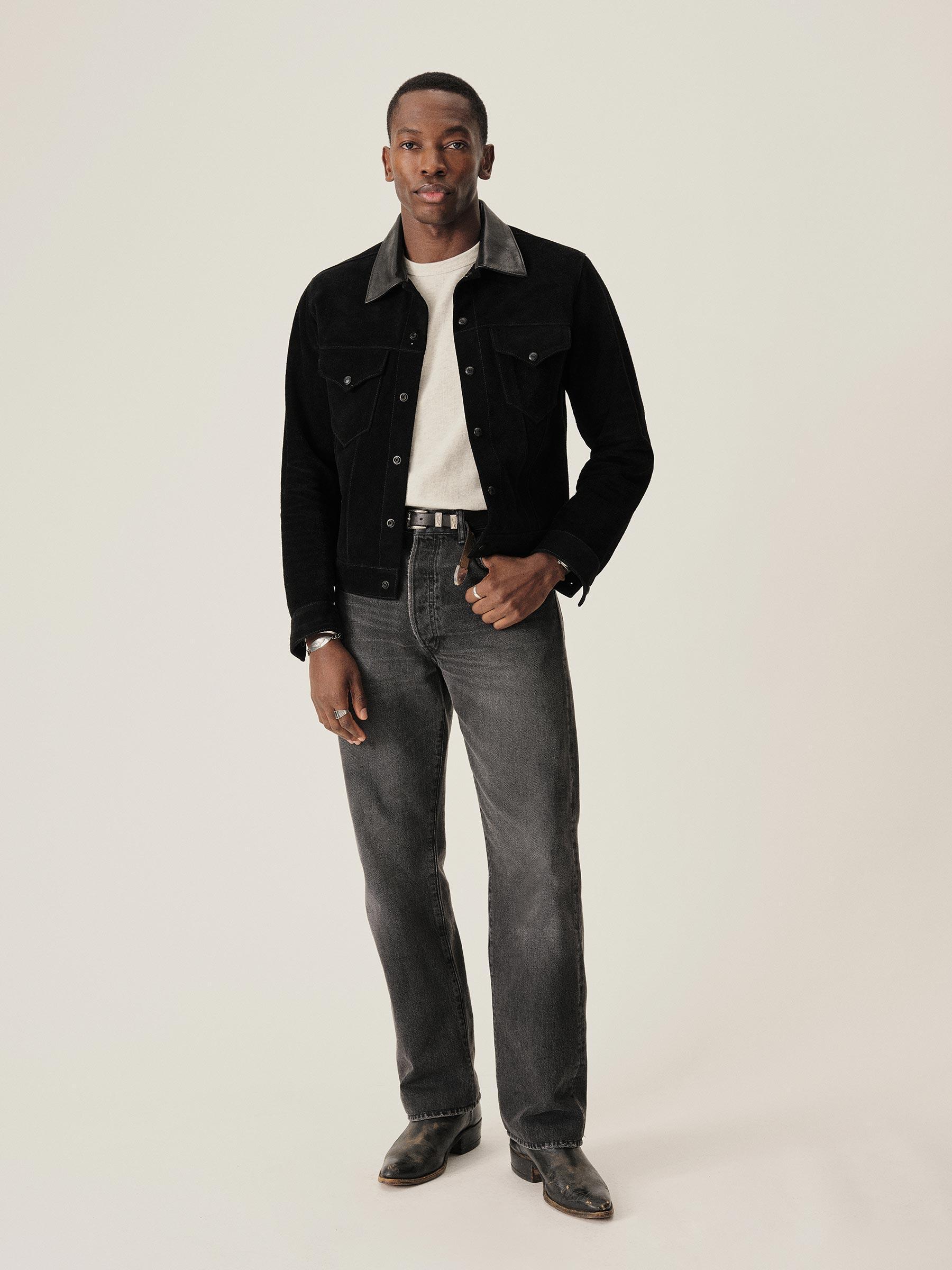 Black Rambler Suede Trucker Jacket Product Image