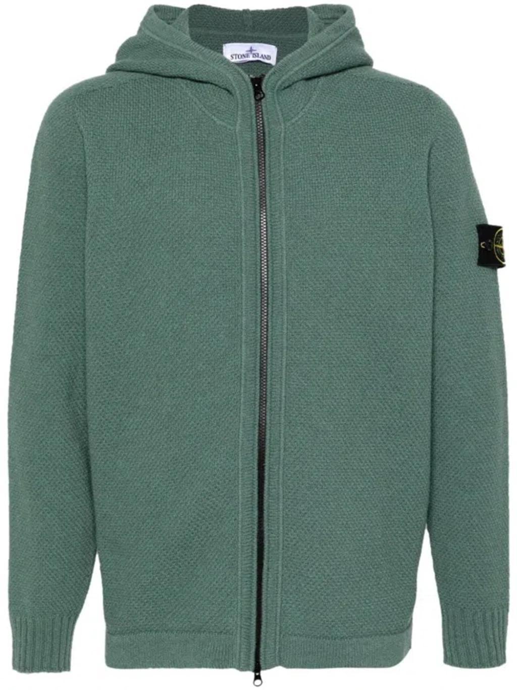 STONE ISLAND Compass-badge Cardigan In Green Product Image