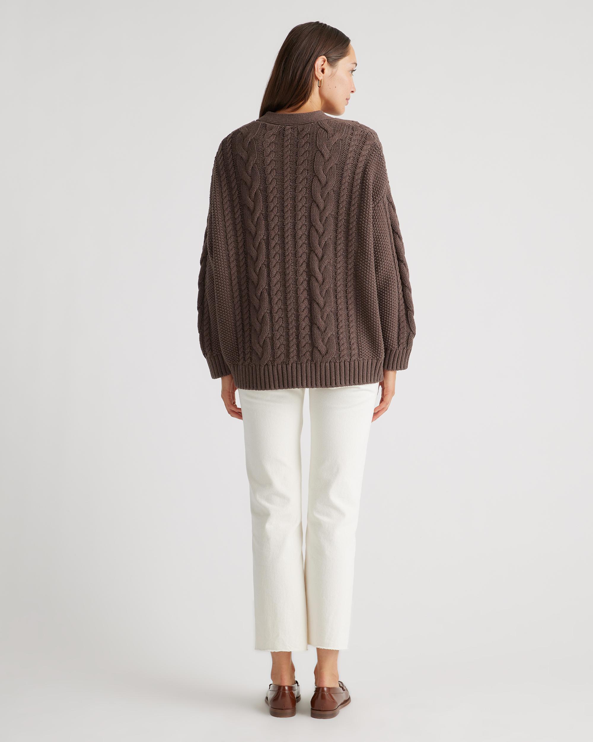 Quince | Women's OverSized Cable Cardigan Sweater Size XL, Organic Cotton Product Image