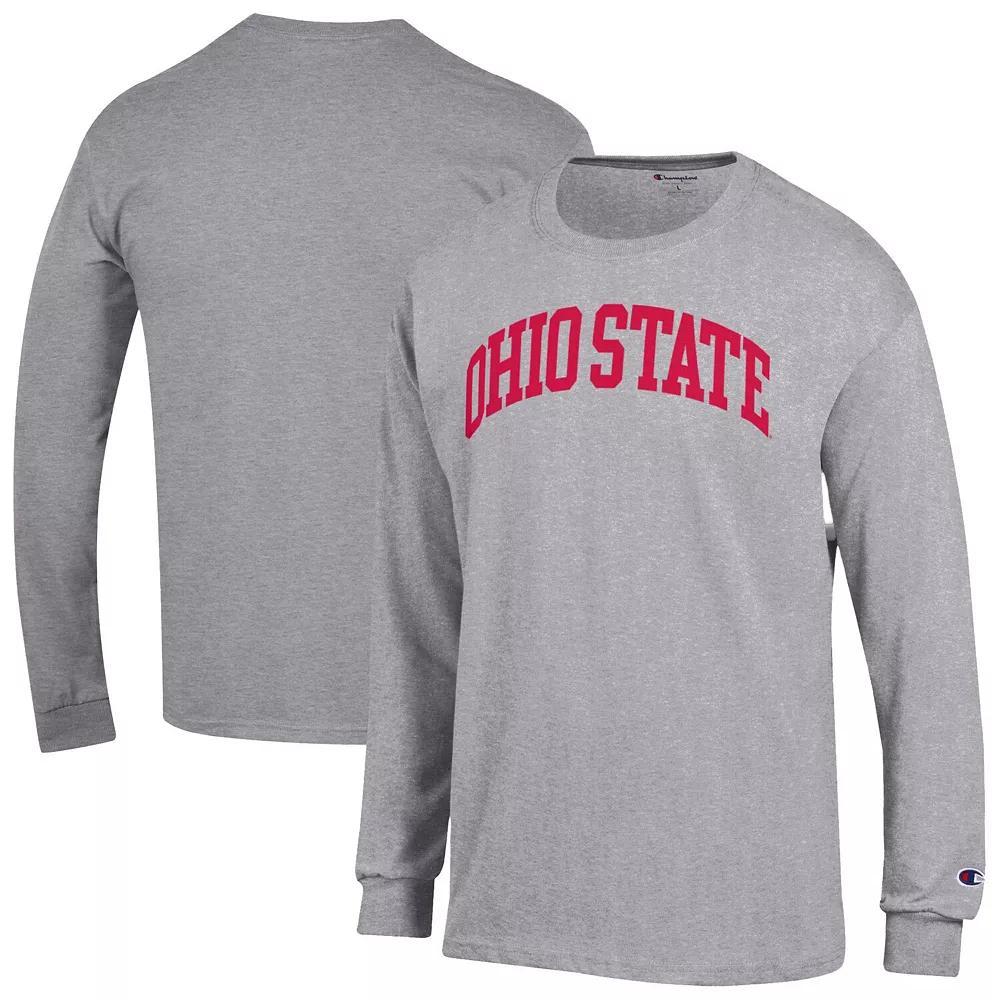 Men's Champion  Heather Gray Ohio State Buckeyes Basic Arch Long Sleeve T-Shirt, Size: Small, Grey Product Image