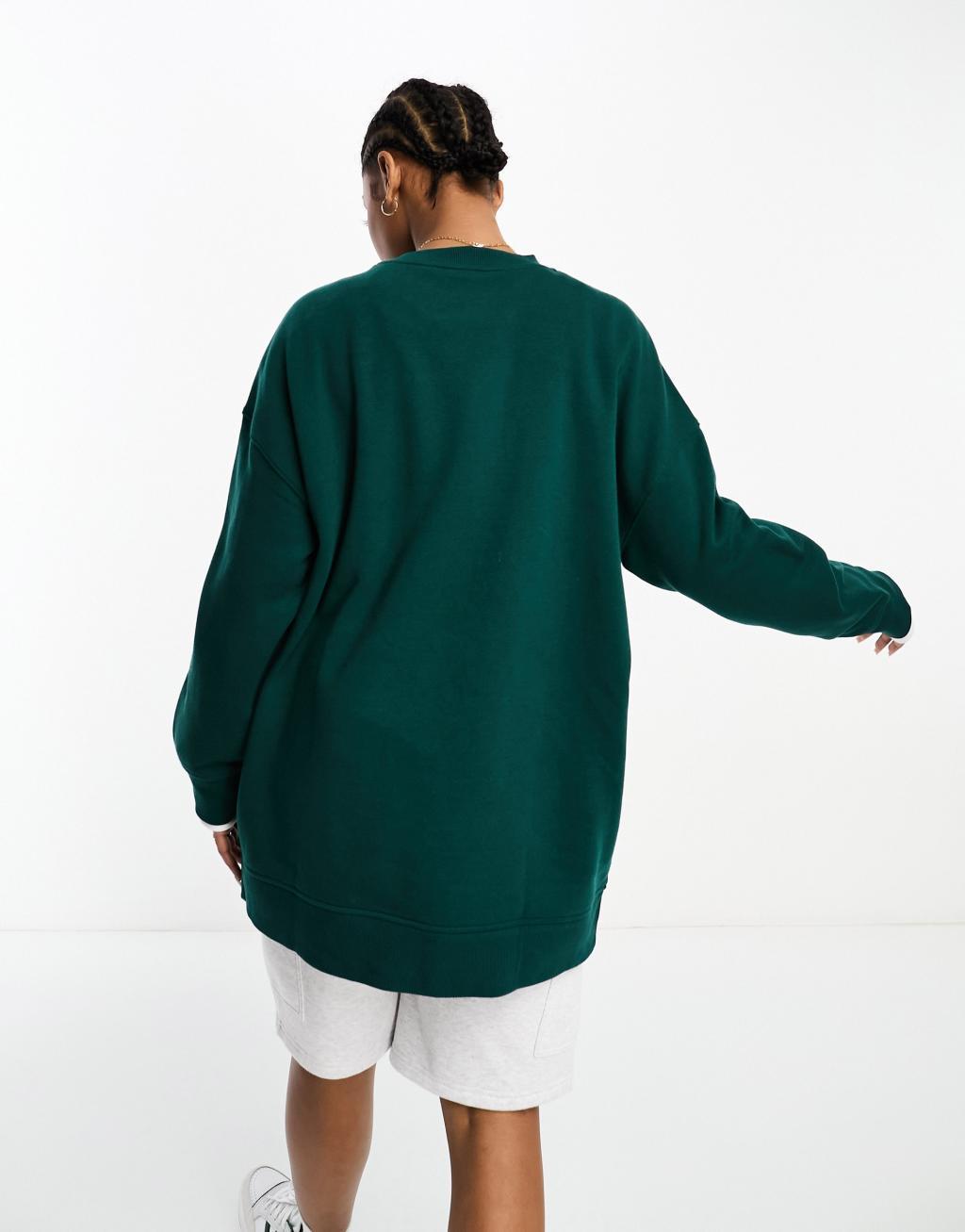 Monki oversized sweatshirt in dark green Product Image