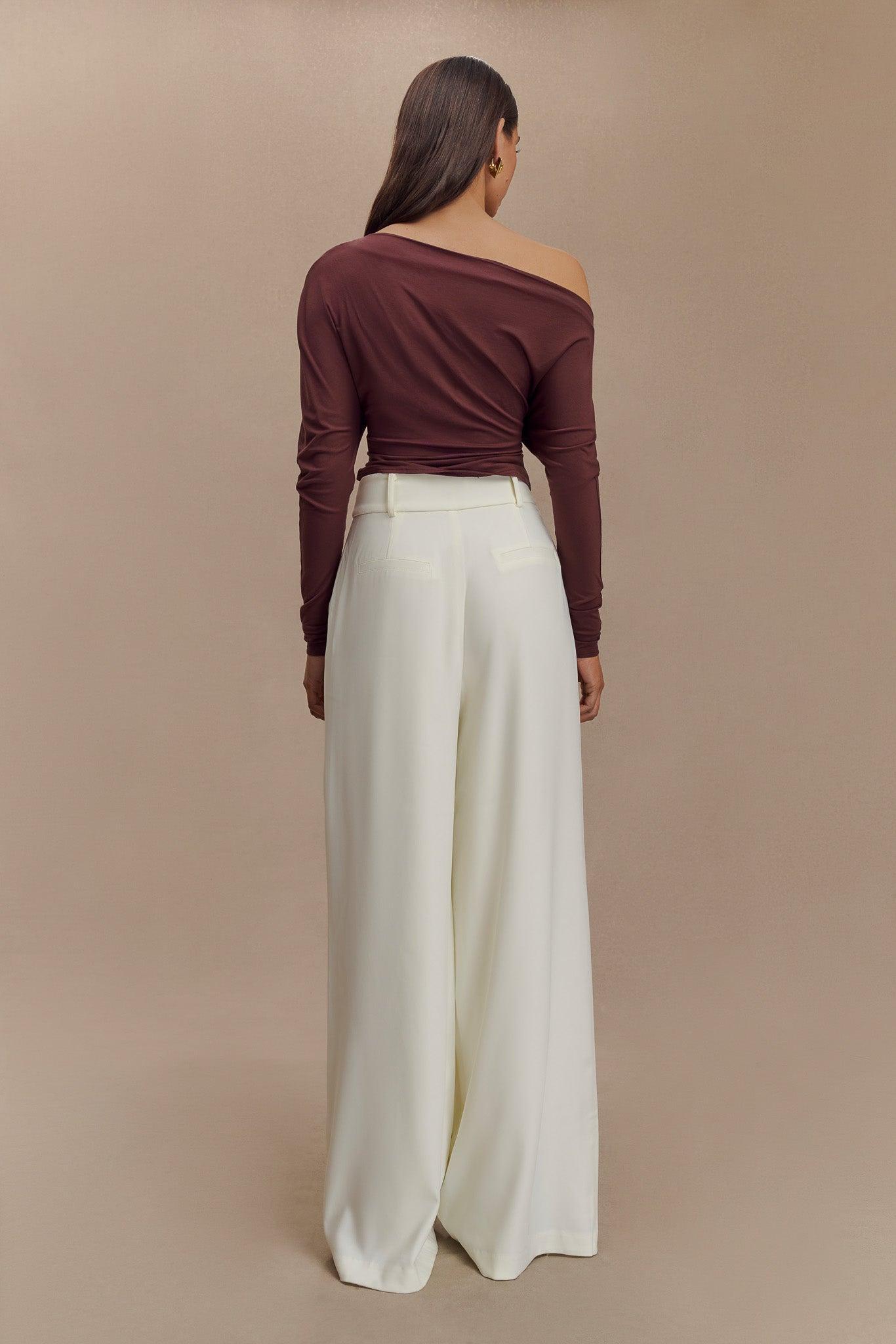 Yasmin Asymmetrical Long Sleeve Top - Mahogany Product Image