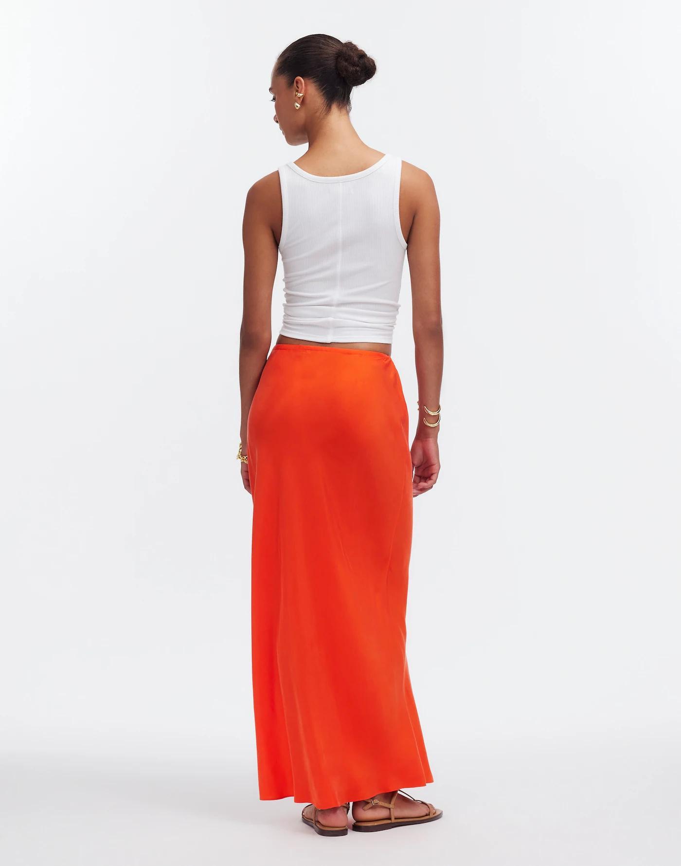 Tie-Waist Maxi Slip Skirt in Cupro Blend Product Image