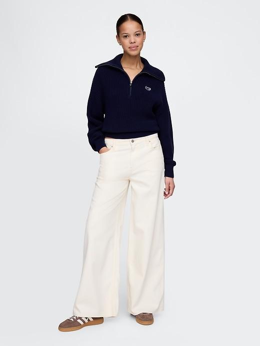 100% Cotton Half-Zip Pullover Sweater Product Image