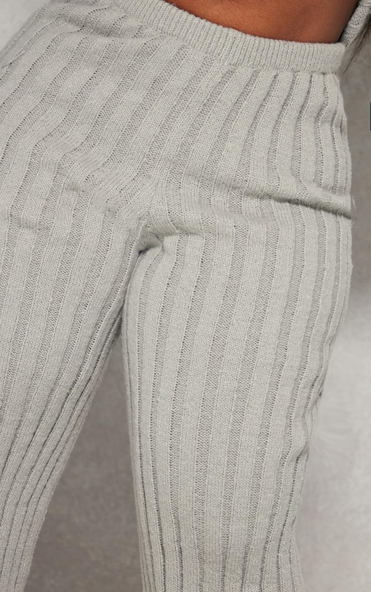Plus Grey Brushed Rib Knit Wide Leg Pants Product Image