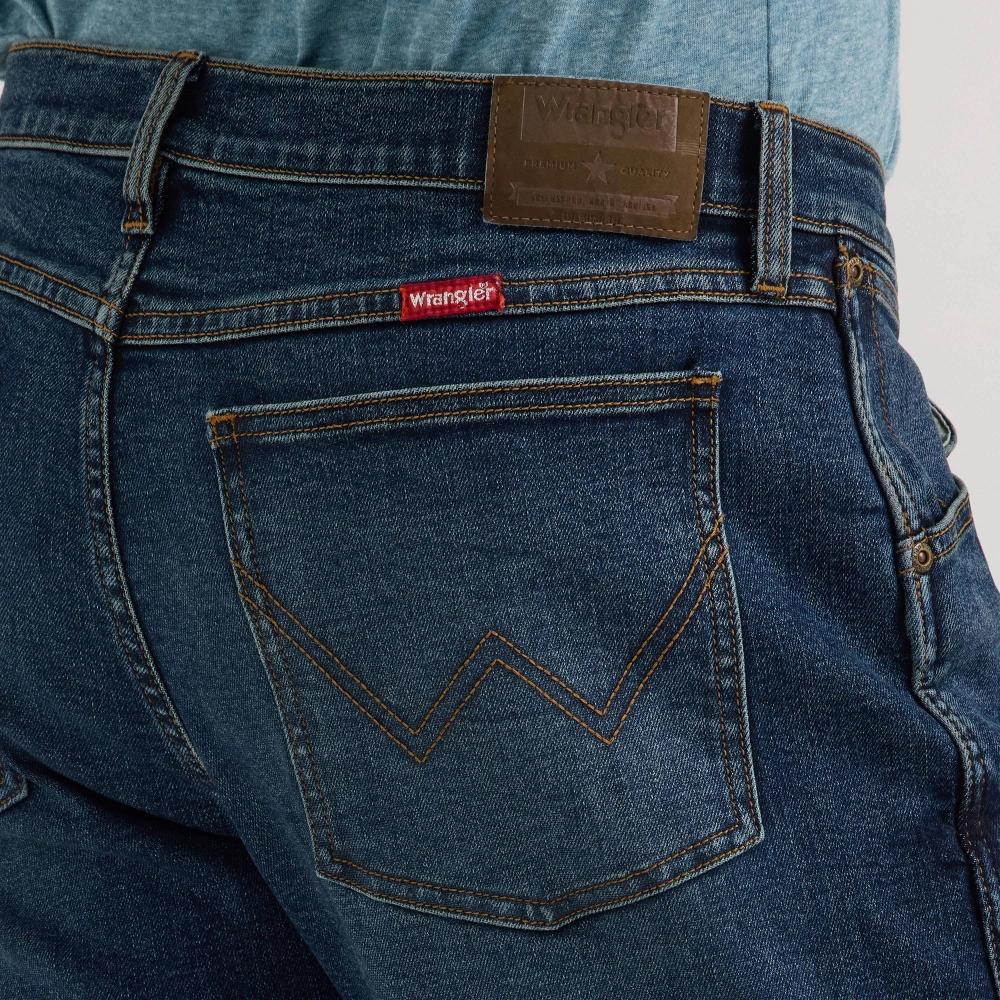 Wrangler Men's Relaxed Fit Bootcut Jeans - Dark Wash 32x32: Midweight Denim, Stretch, Solid Pattern, 32" Waist & Inseam Product Image
