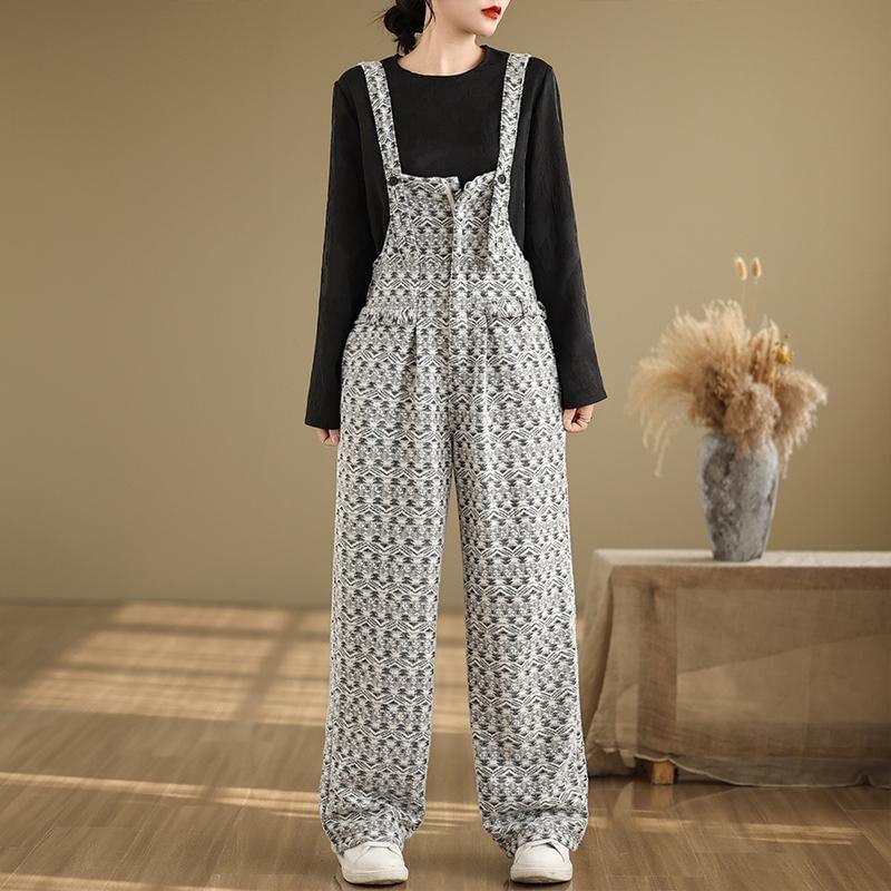 Patterned Half-Zip Wide Leg Dungaree Product Image