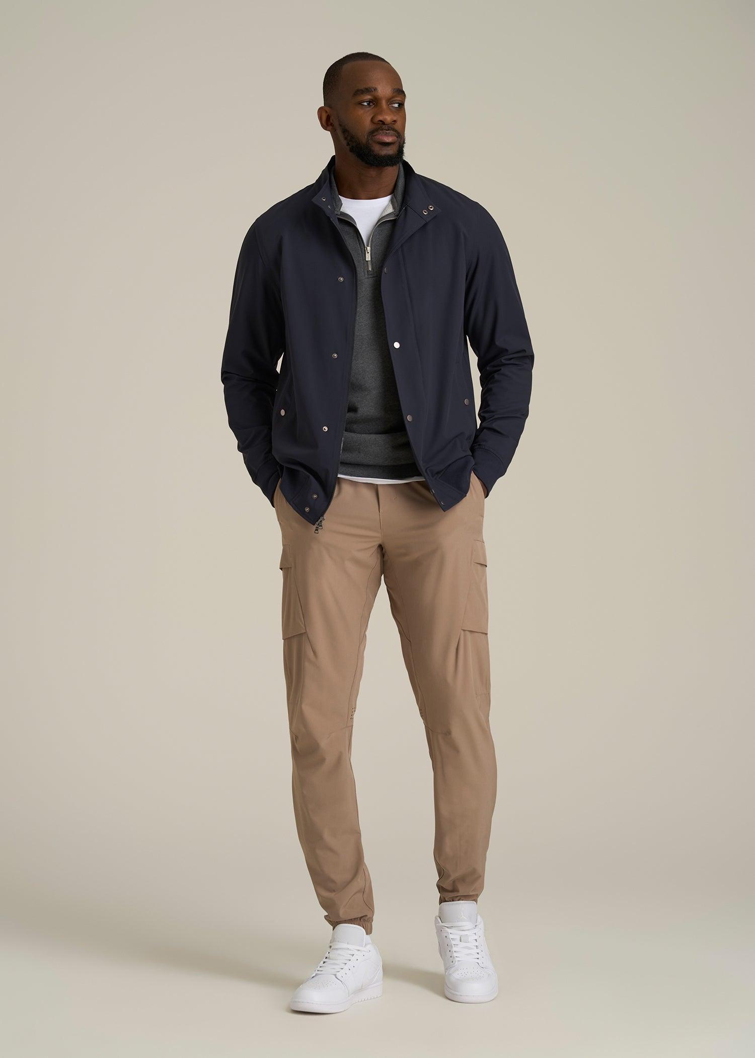 Motion Bomber Jacket for Tall Men in Deep Navy Product Image
