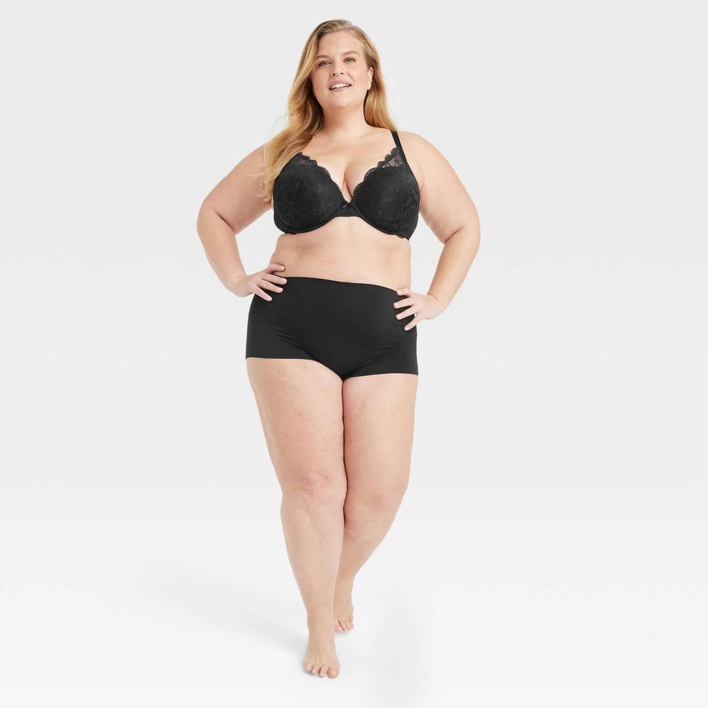 Women's Seamless Boy Shorts Underwear - Auden™ Black 1X: Lightweight Nylon Spandex, Mid Rise, Pull-On Product Image
