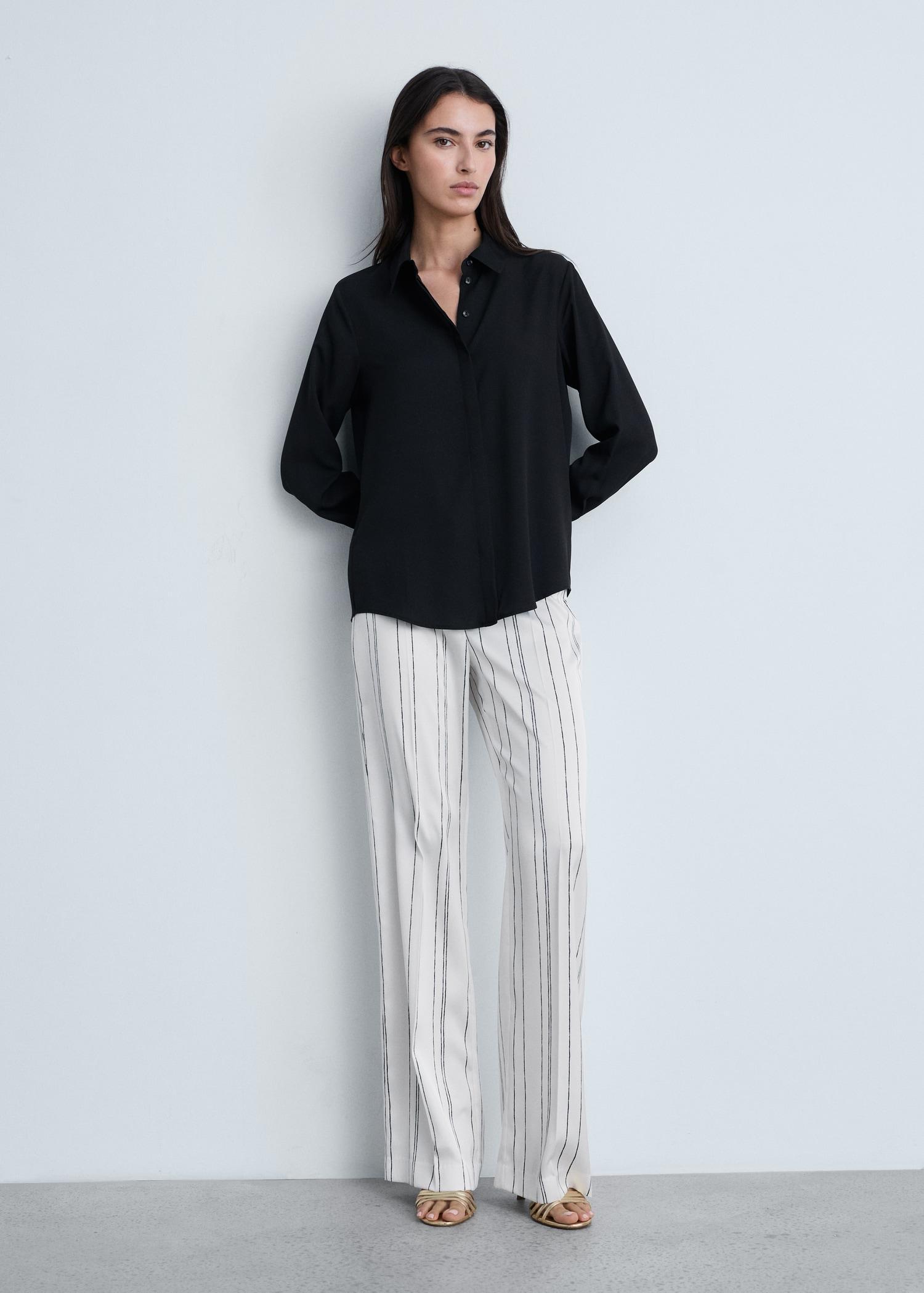 Straight striped trousers - Women | MANGO USA Product Image