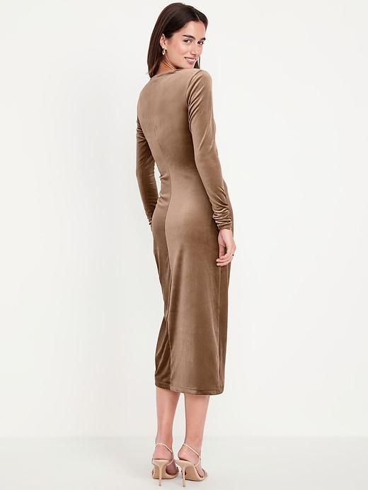 Ruched Velvet Midi Dress Product Image