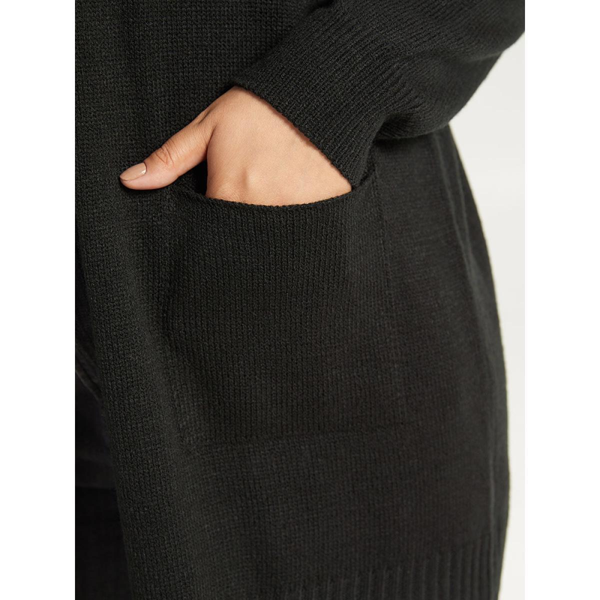 Plus Size Halloween Skull Print Contrast Patched Pocket Cardigan Black Women Casual Loose Long Sleeve Festival-Halloween Cardigans BloomChic 10/M Product Image