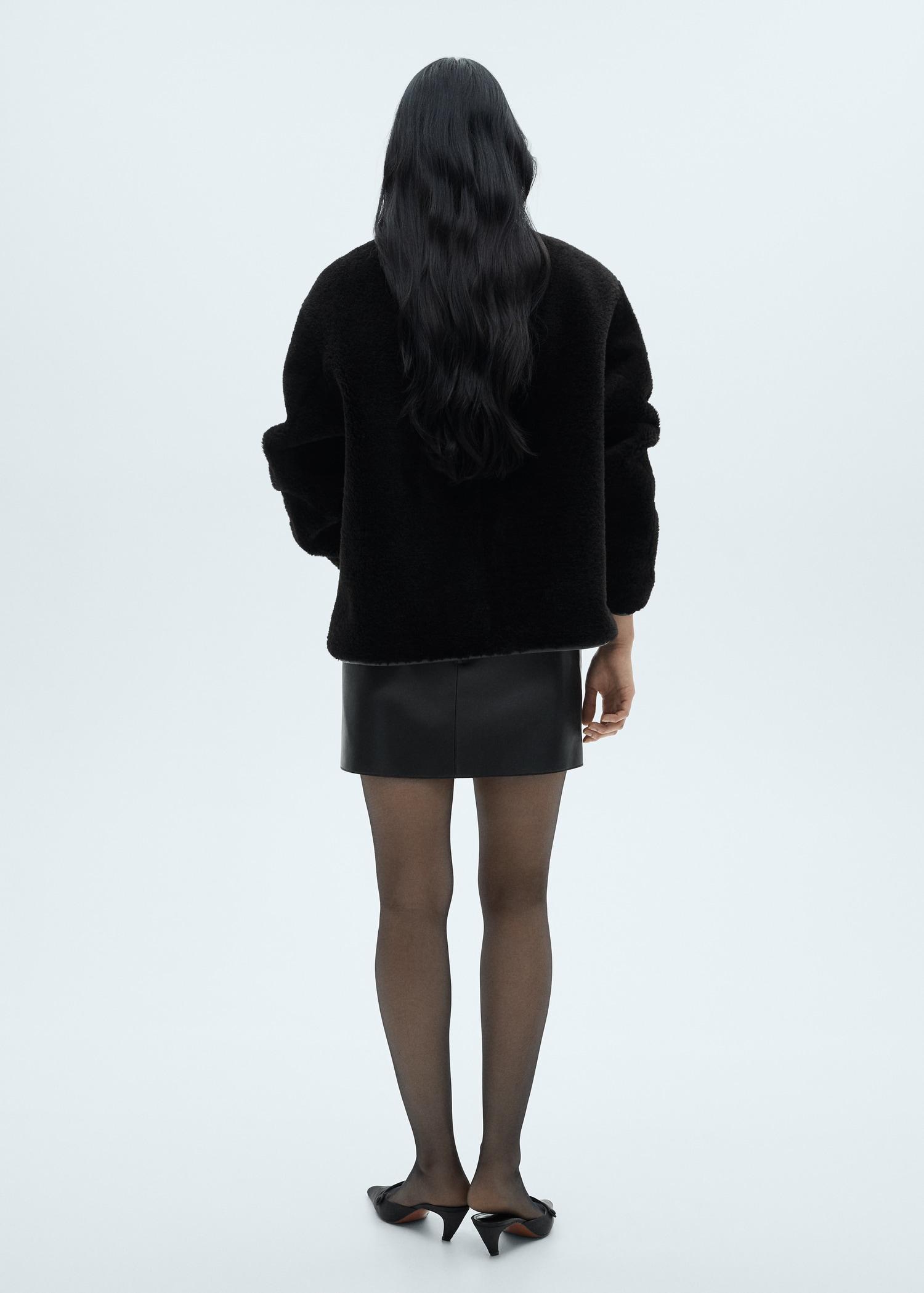Short fur effect coat - Women | MANGO USA Product Image