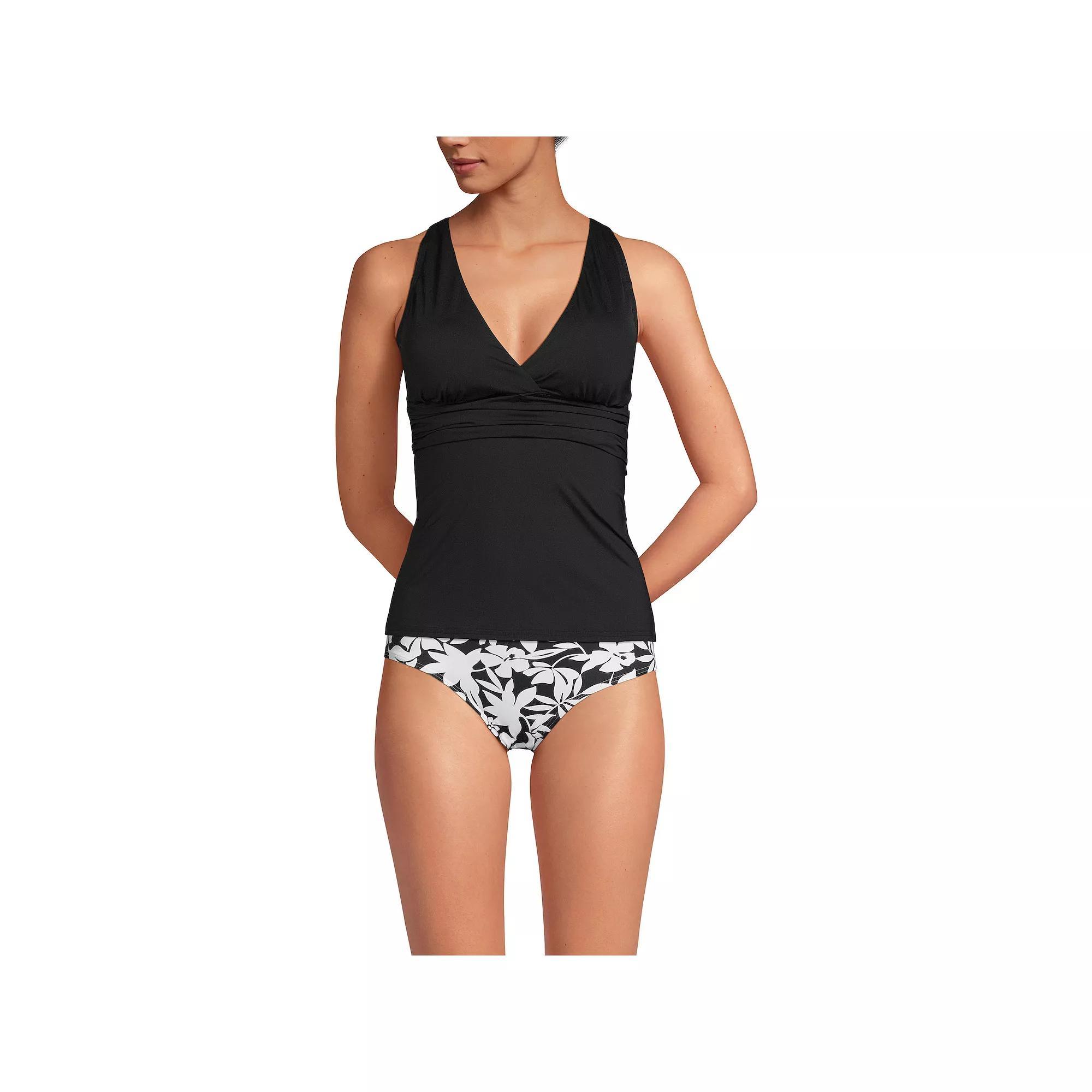 Women's Lands' End V-Neck Plunge X-Back Tankini Top, Size: XL, White Ditsy Floral Product Image