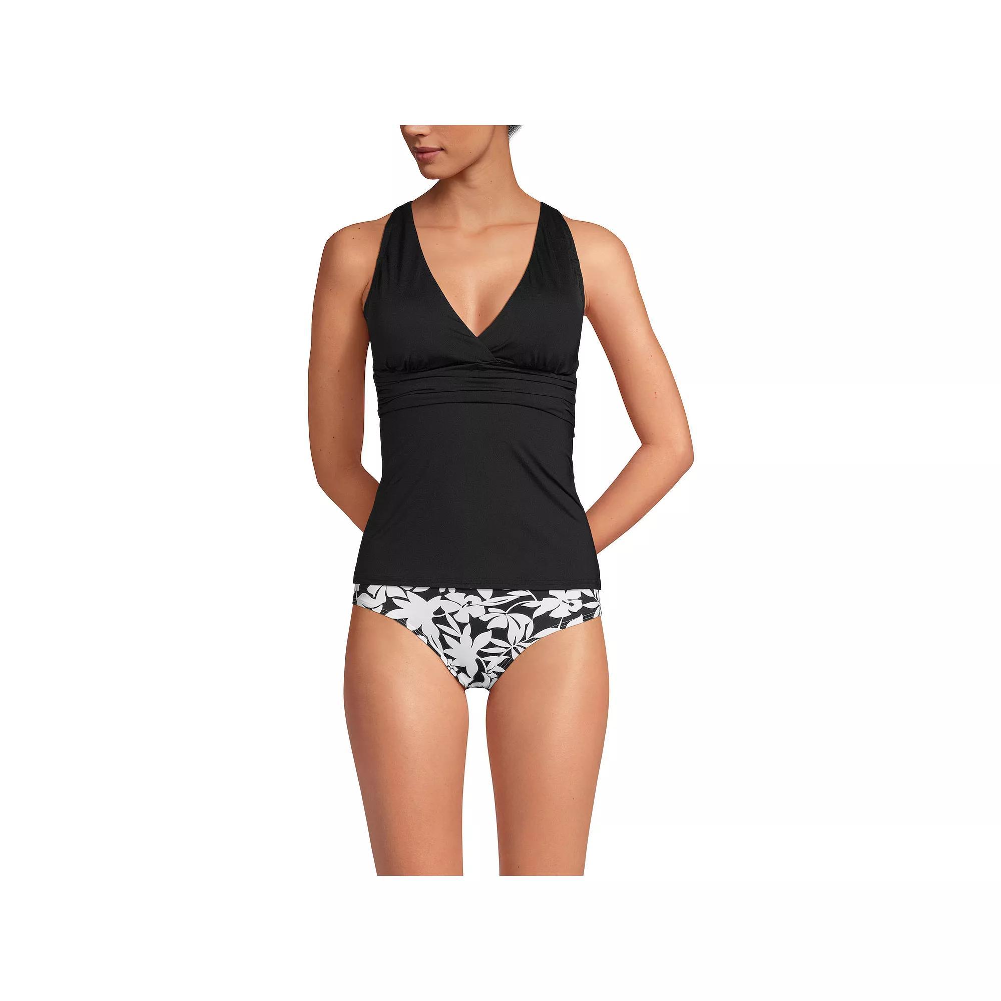 Women's Lands' End V-Neck Plunge X-Back Tankini Top, Size: Small, Black Product Image