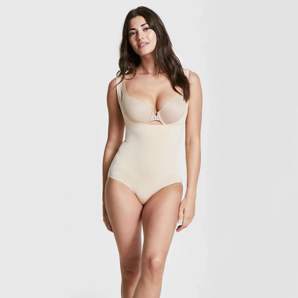 ASSETS by SPANX Womens Remarkable Results Open-Bust Brief Bodysuit - Beige XL: Maximum Control, Ultra Firm Compression Product Image