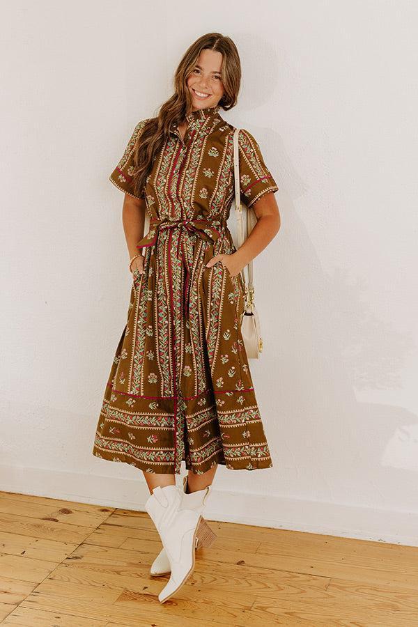 Rosewood Fields Floral Midi Dress in Mocha Product Image