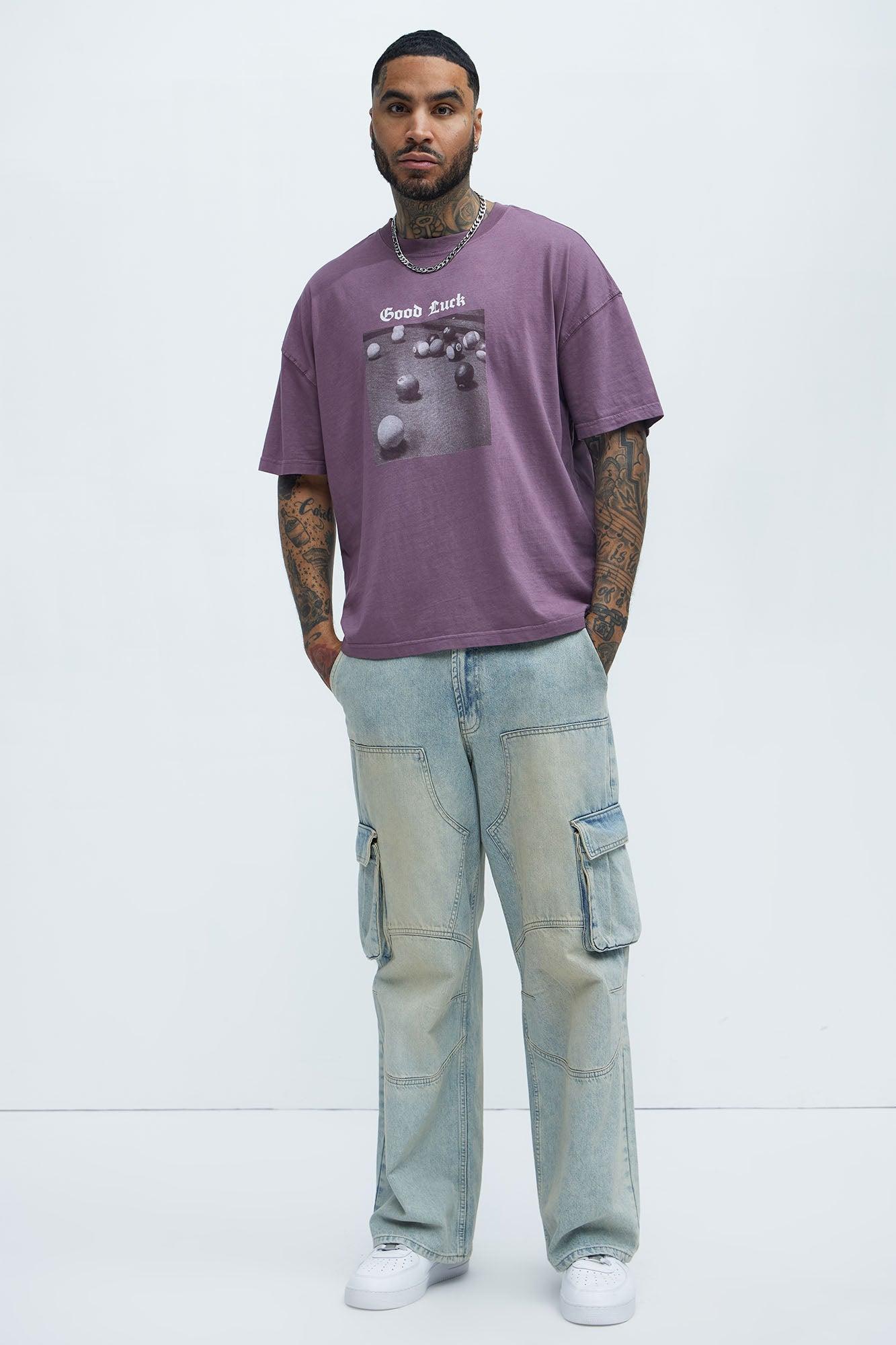 Good Luck Have Fun Oversized Short Sleeve Tee - Purple Product Image