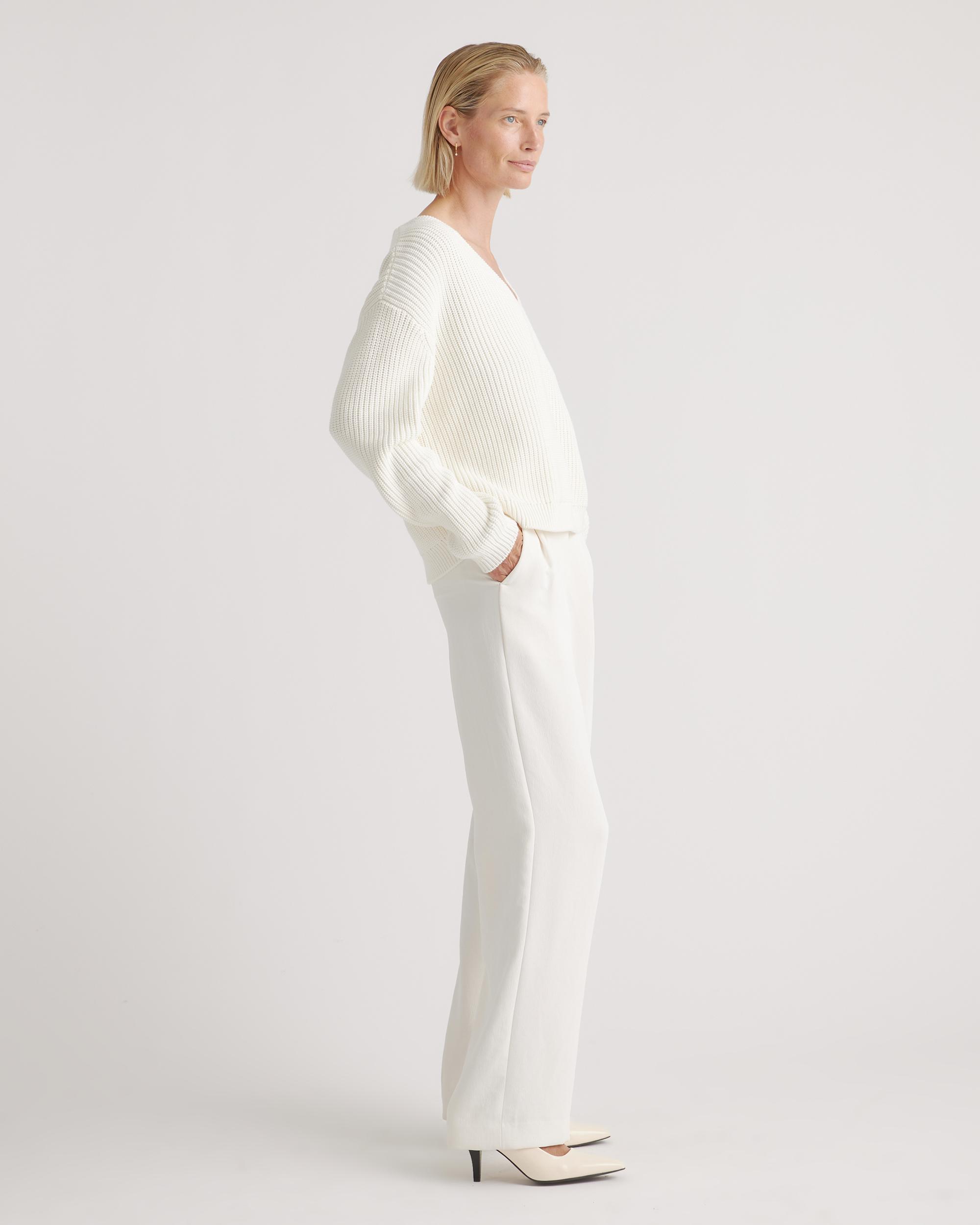 Quince | Women's Fisherman V-Neck Sweater Organic Cotton Product Image