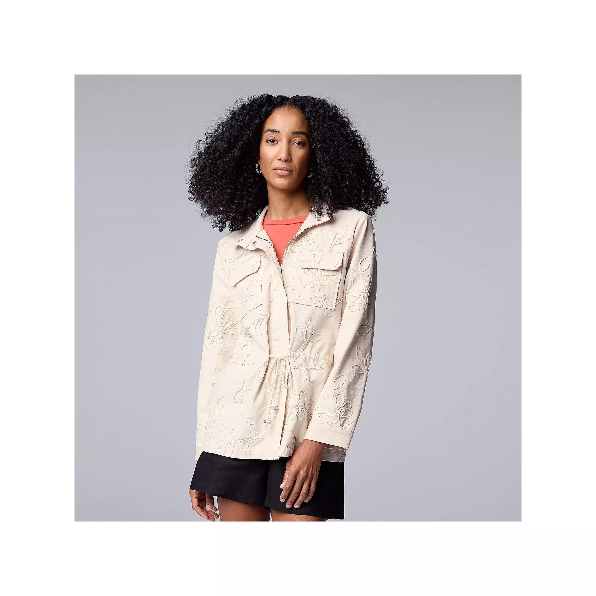 Women's Simply Vera Vera Wang Embroidered Utility Jacket, Size: XXL, White Cedarwood Product Image