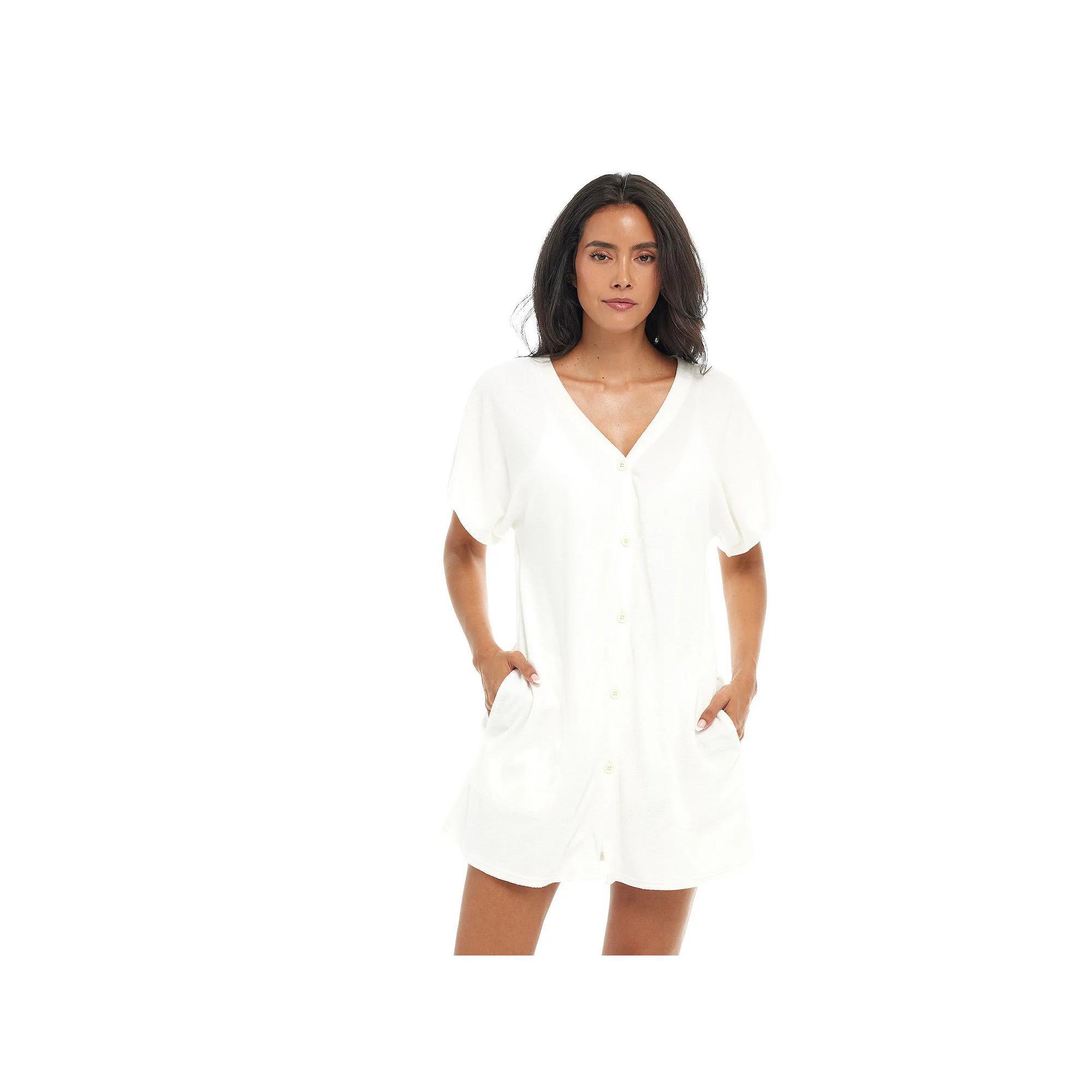 Plus Size Jordan Taylor Button Up Swim Cover Up with Pockets, Women's, Size: 2XL, White Product Image