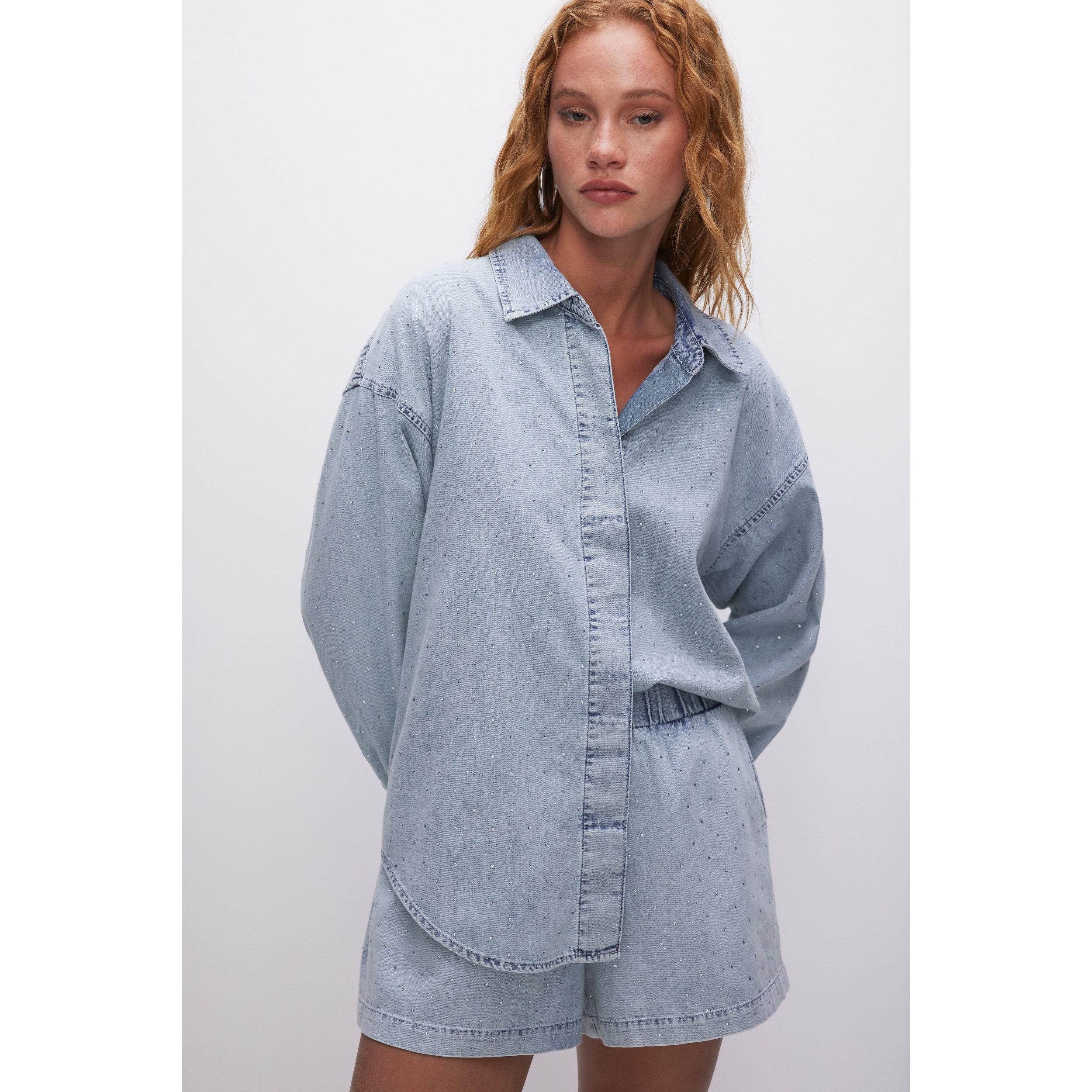 Womens Denim Diamond Shirt | | Good American by Khlo Kardashian Product Image