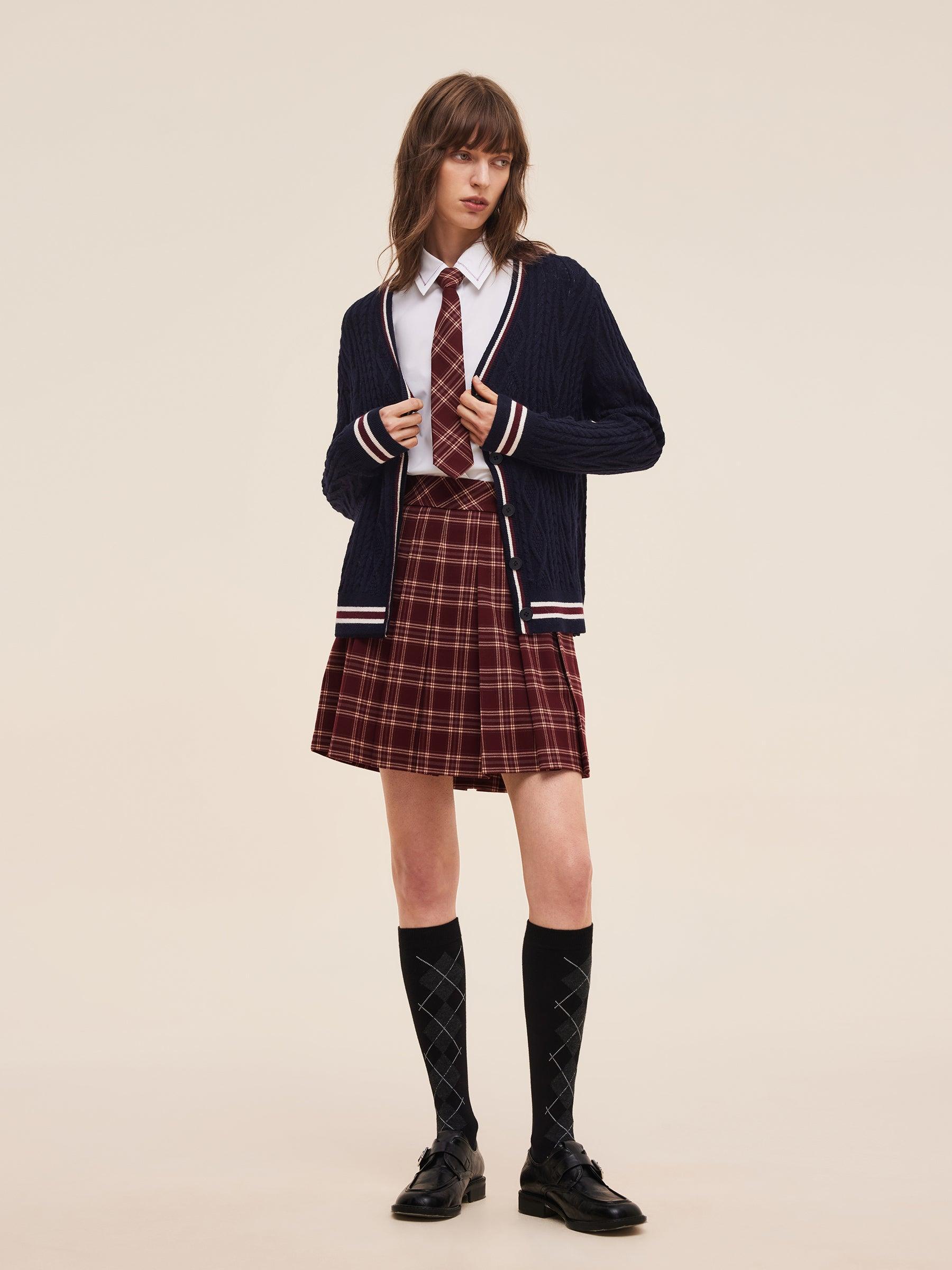Wool Blend Contrast Trim Women Cardigan Product Image