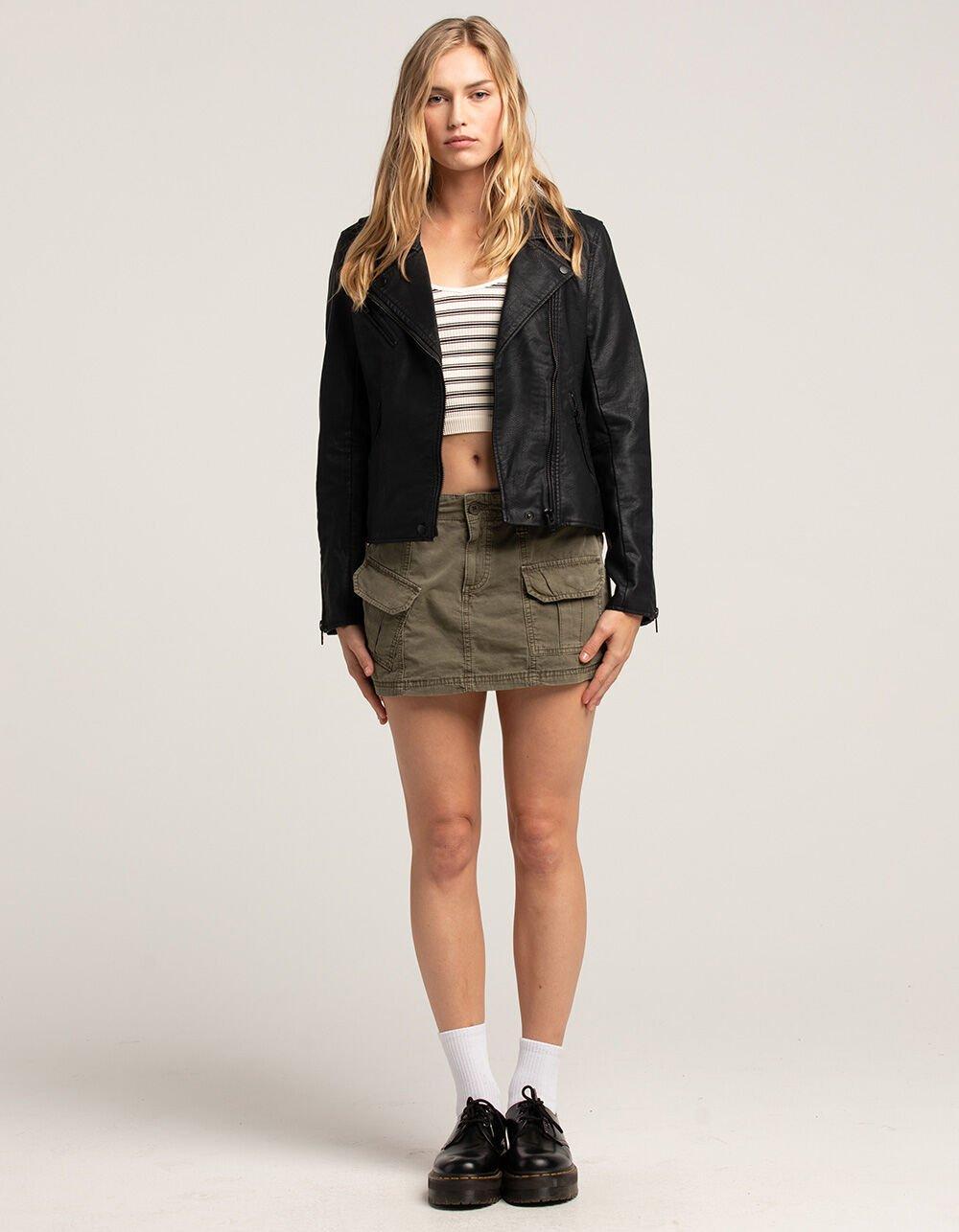 BLANK NYC Vegan Leather Moto Womens Jacket - BLACK Product Image