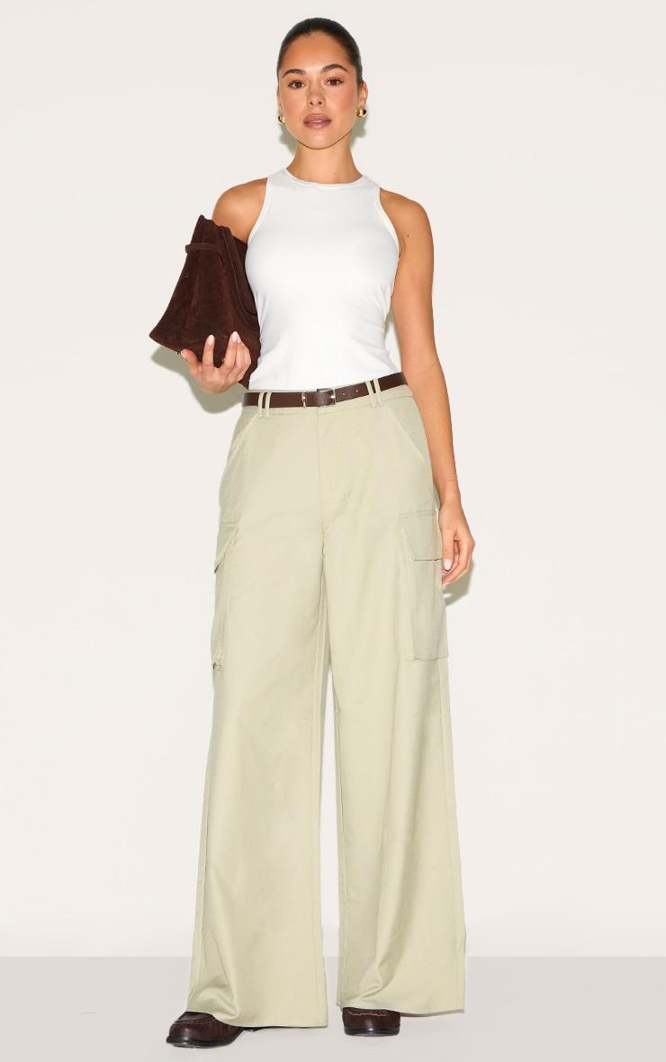 Sage Woven Pocket Detail Straight Leg Pant Product Image